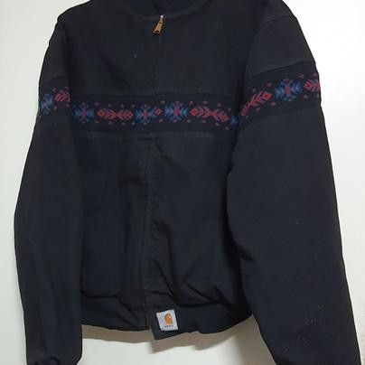 [希少] JQ0405 Carhartt Southwestサンタフェジャケット VTG 90s M Carhartt Black Aztec Southwest JQ0405 Jacket Coat