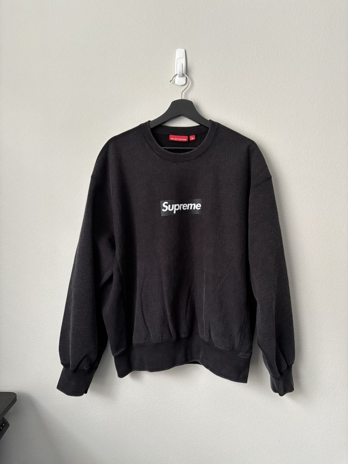 Designer × Supreme Supreme washed box logo crewneck | Grailed