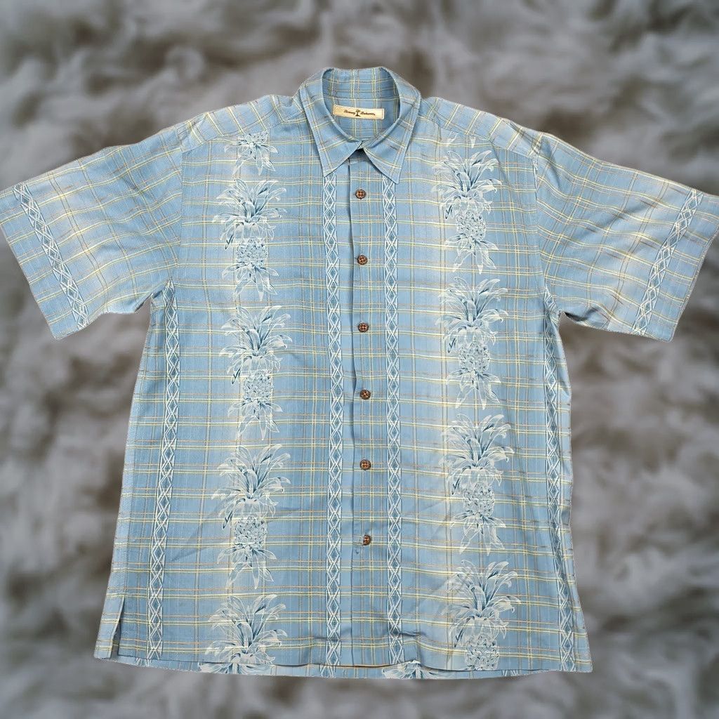 Tommy Bahama Tommy Bahama Shirt Mens M Blue Plaid Silk Short Sleeve Hawaiian Aloha Shirt Size US M / EU 48-50 / 2 - 1 Thumbnail