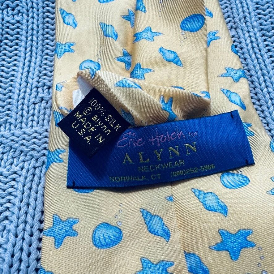 Vintage Eric Holch yellow shell print silk tie Size ONE SIZE - 3 Thumbnail