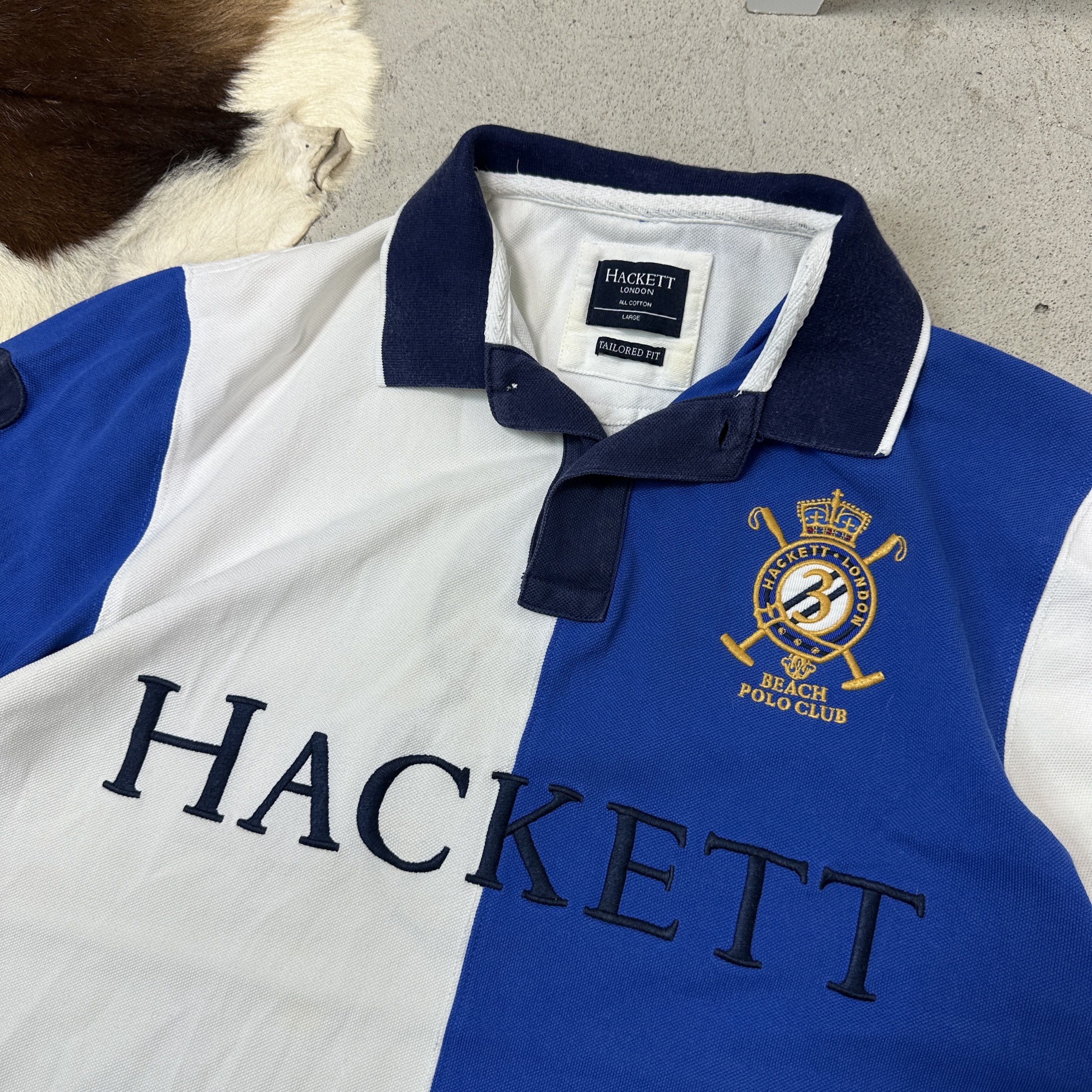 Hackett Vintage Sporty Streetwear Hackett Big Logo Polo T-shirt Y2K Size US L / EU 52-54 / 3 - 3 Thumbnail