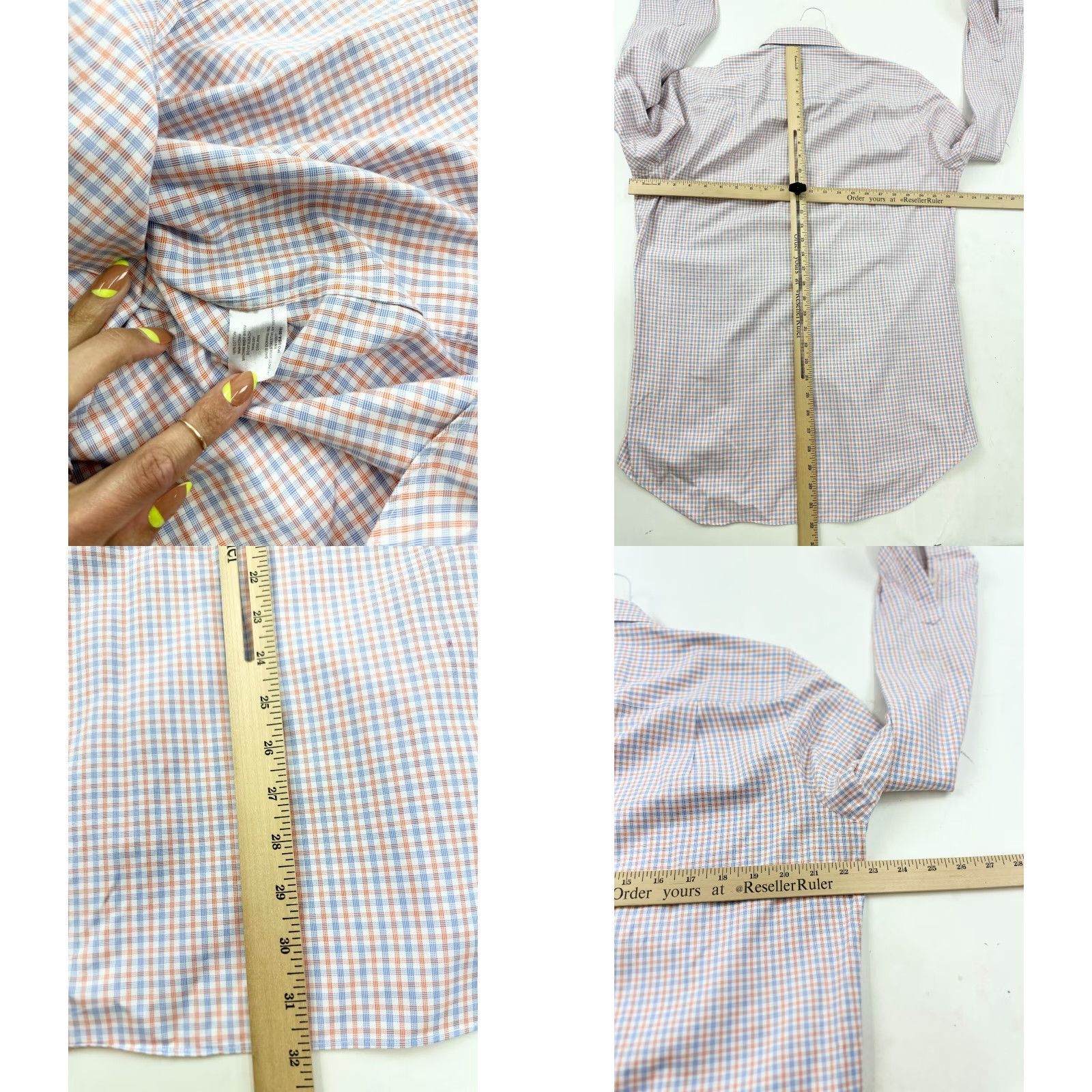 David Donahue David Donahue Shirt Mens 16 Multicolor Gingham Trim Formal Oxford Button Up Dress Shirt Regular Fit Mens Size US L / EU 52-54 / 3 - 8 Thumbnail