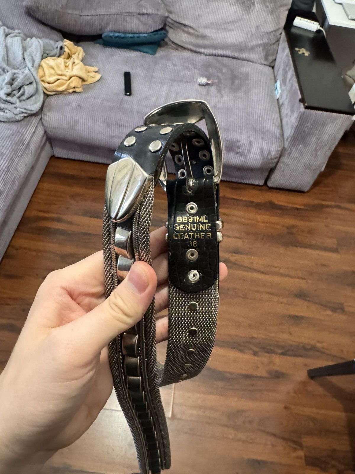 Japanese Brand Vintage Metal Belt Avant Garde Punk Rock Metal Hype Rare Y2k Size 32 - 7 Thumbnail