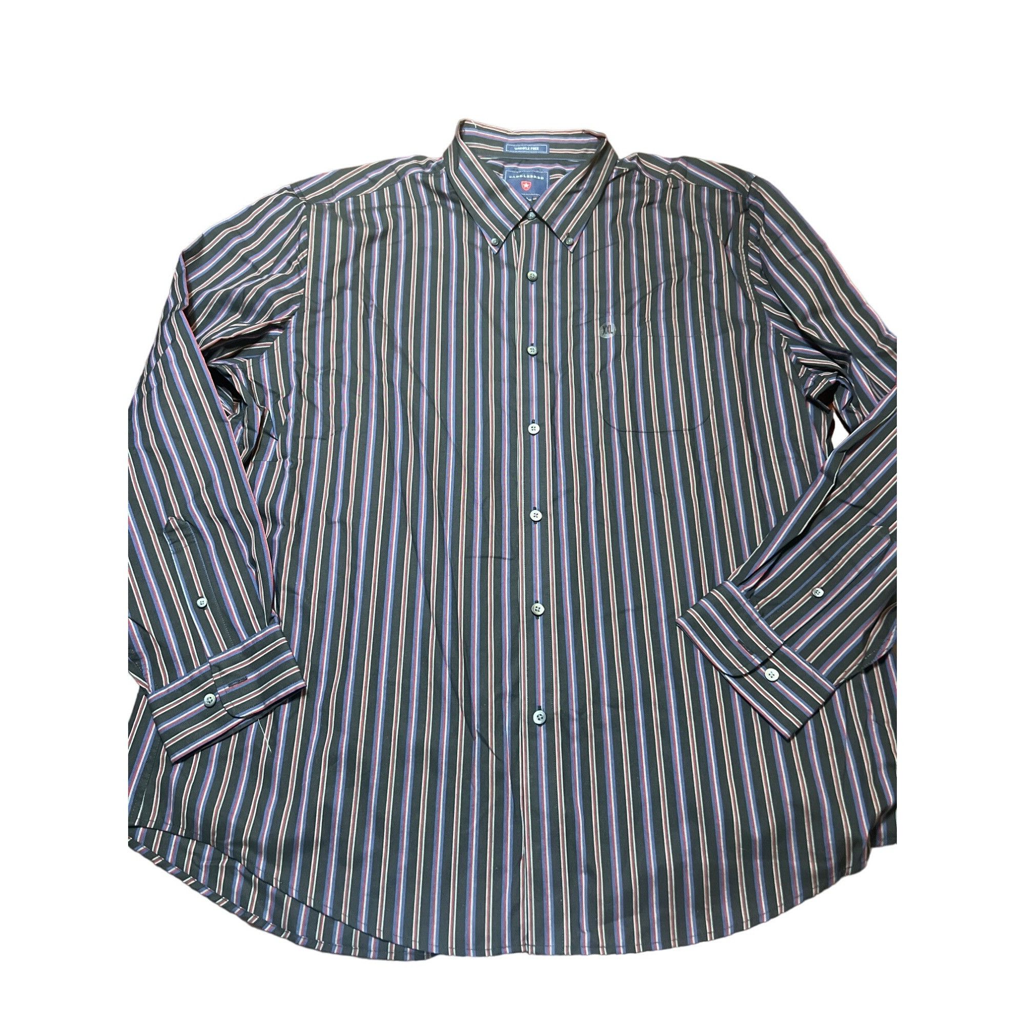 Saddlebred Saddlebred Wrinkle Free Button Down Shirt Striped Blue Black Size US XXL / EU 58 / 5 - 1 Thumbnail