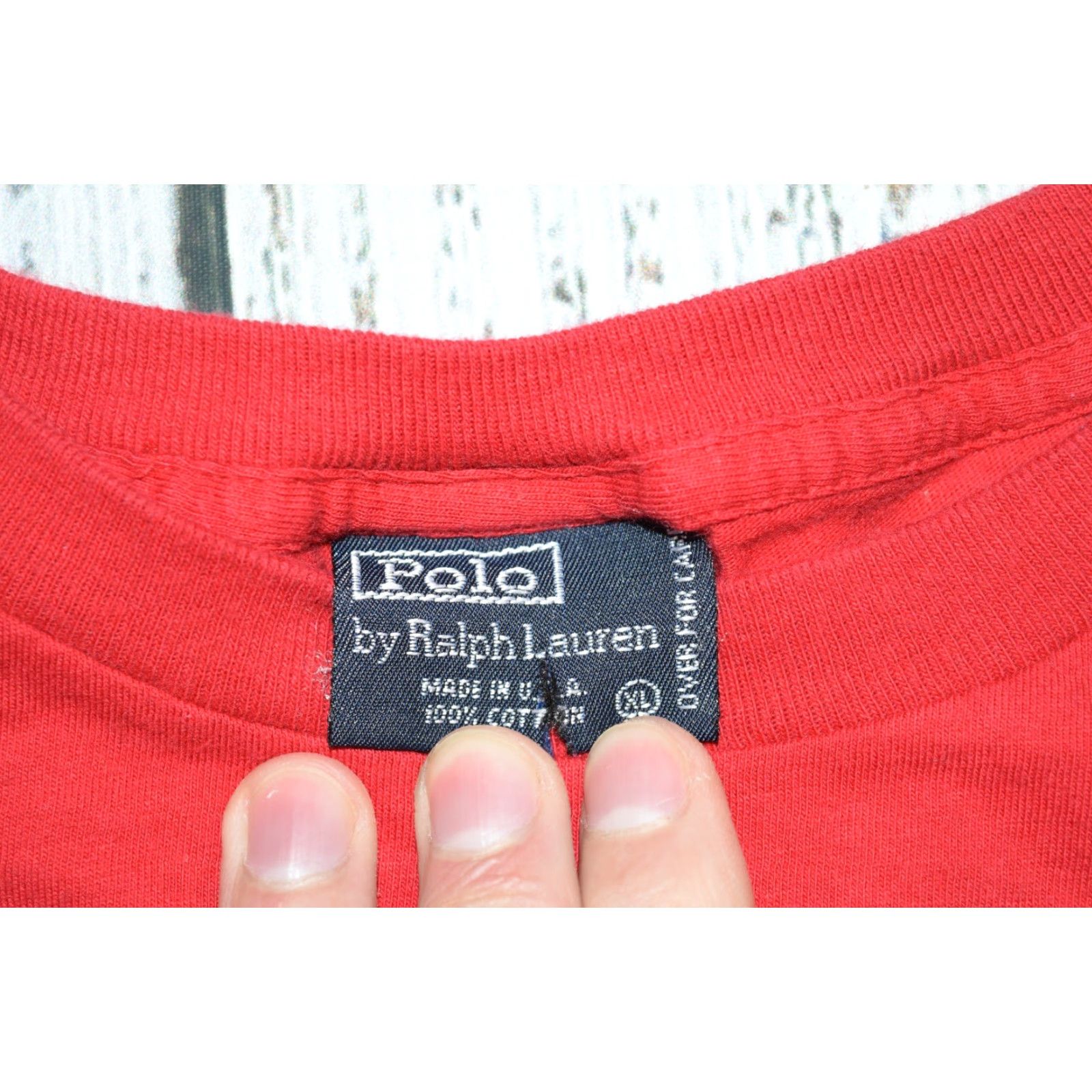 Polo Ralph Lauren VINTAGE Polo Ralph Lauren T-Shirt 90s Red XL Selvedge Pocket Crew Neck Mens Size US XL / EU 56 / 4 - 4 Thumbnail