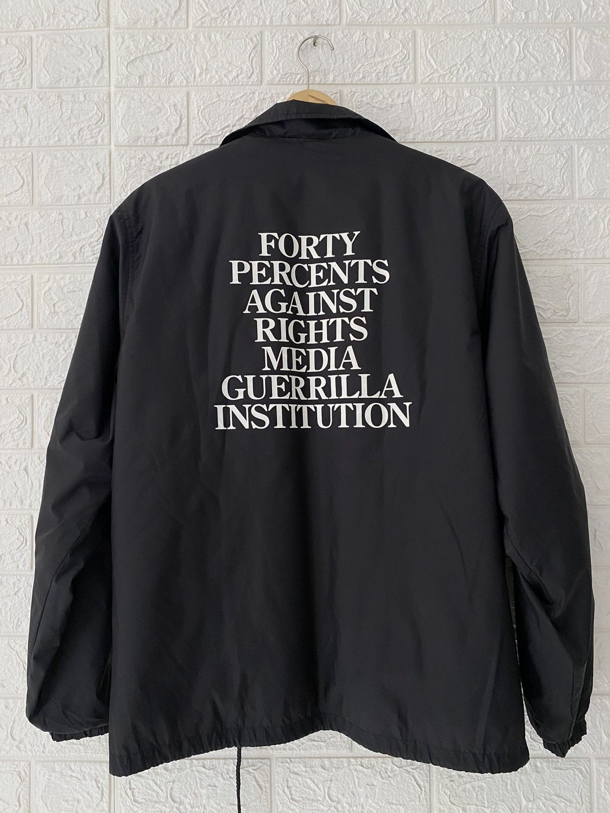 image of Forty Percent Against Rights Fpar x Fpar Coach Jacket With Velvet Outside in Black (Size Large)
