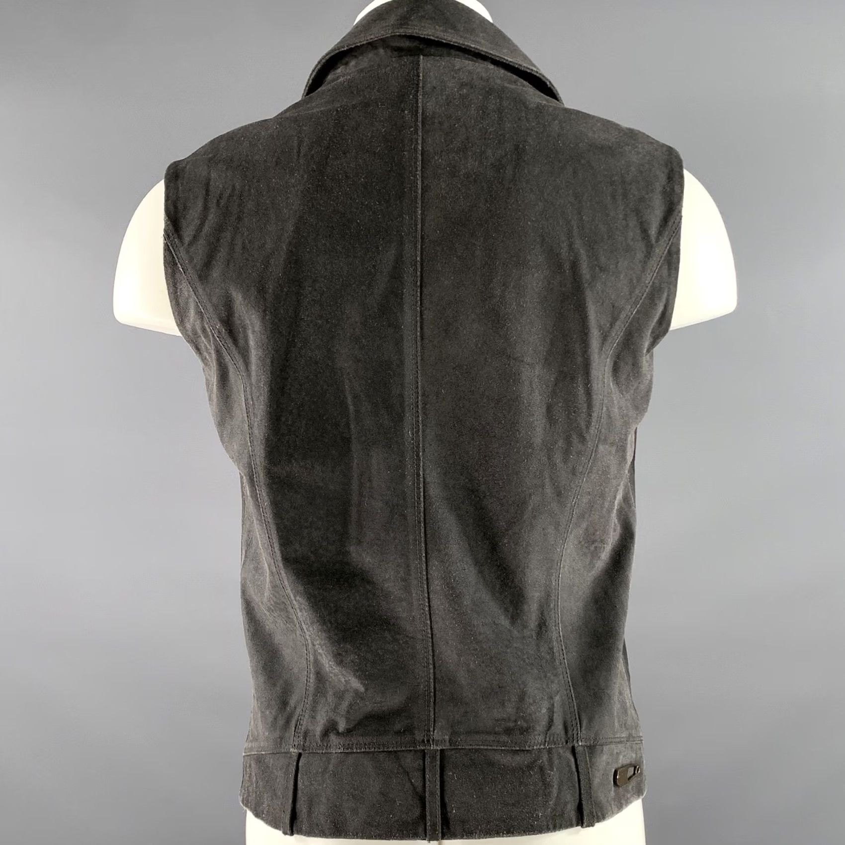 Diesel DIESEL Biker Vest Grey Distressed Calf Leather L Men Vest Size US L / EU 52-54 / 3 - 4 Thumbnail