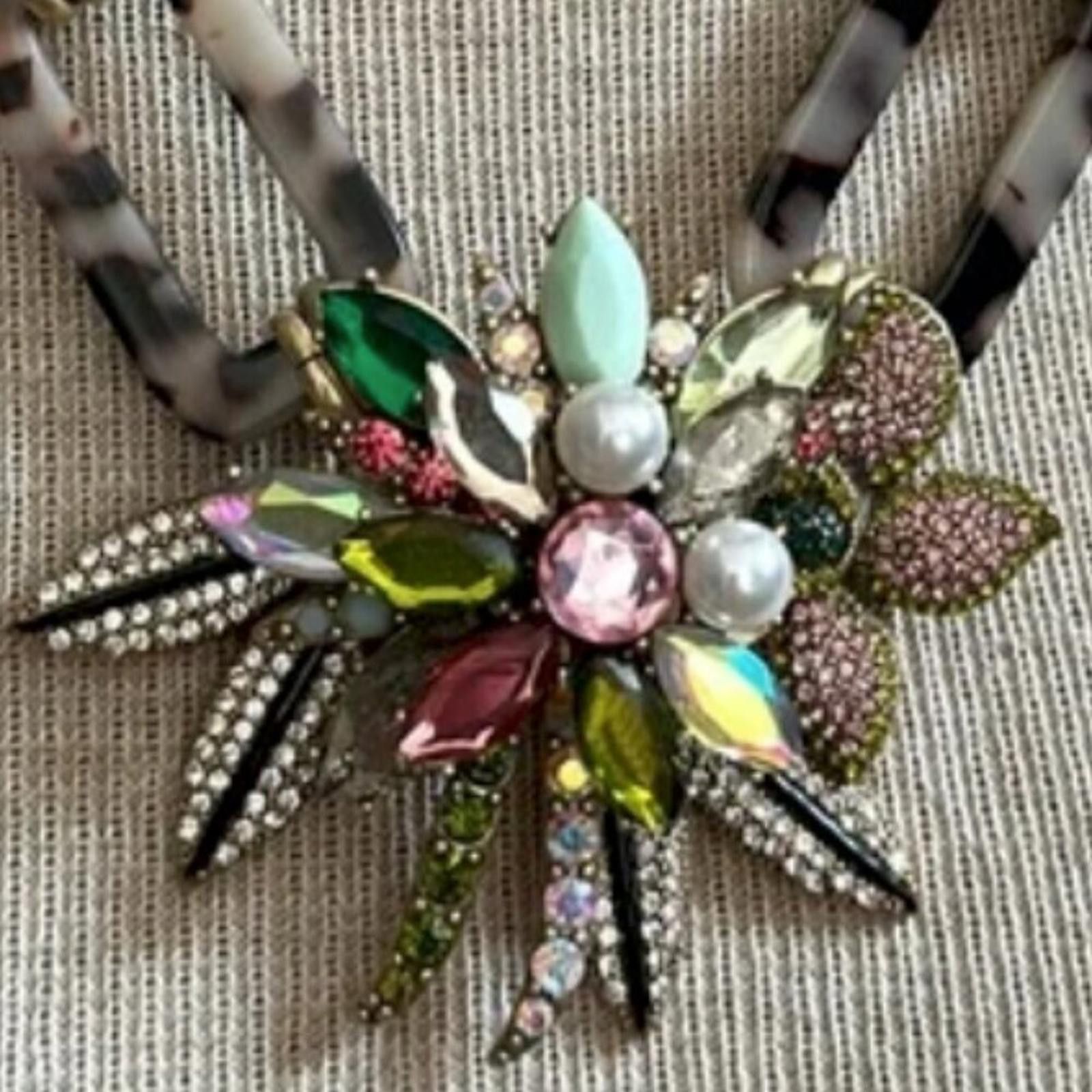 Vintage Stella & Dot Statement Floral Necklace Mixed Media Gold Tone Size ONE SIZE - 2 Thumbnail