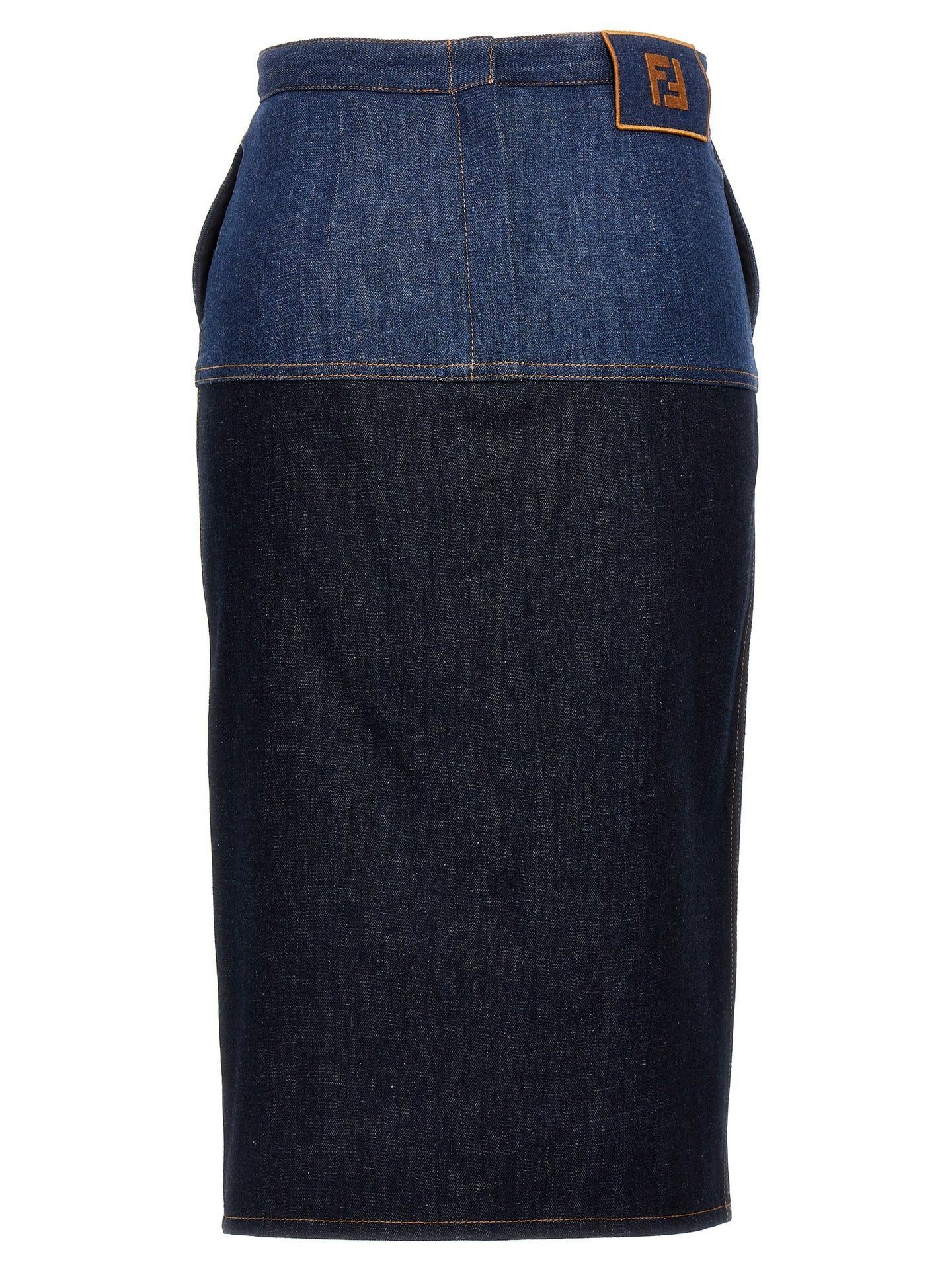 Fendi o1loc1c0126 Bicolor Denim Skirt in Blue Size 28" / US 6 / IT 42 - 2 Thumbnail