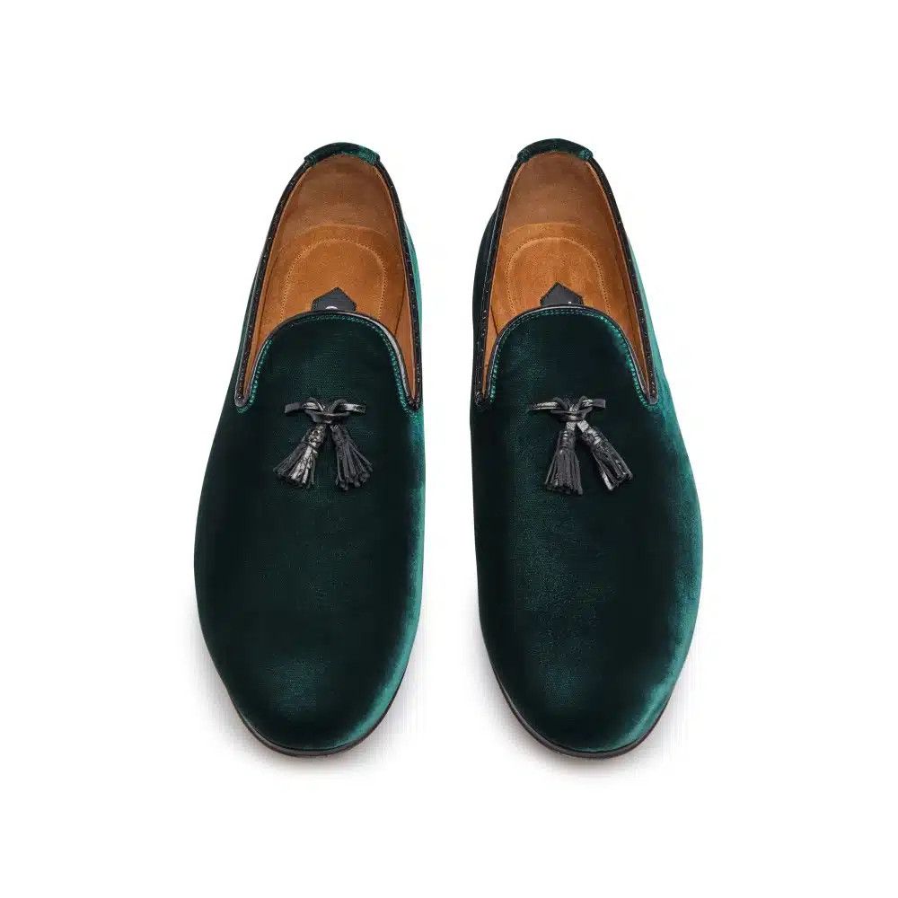 Tom Ford o1loc1c0225 J1343G Velvet Tassel Loafers in Green Size US 8 / EU 41 - 2 Thumbnail