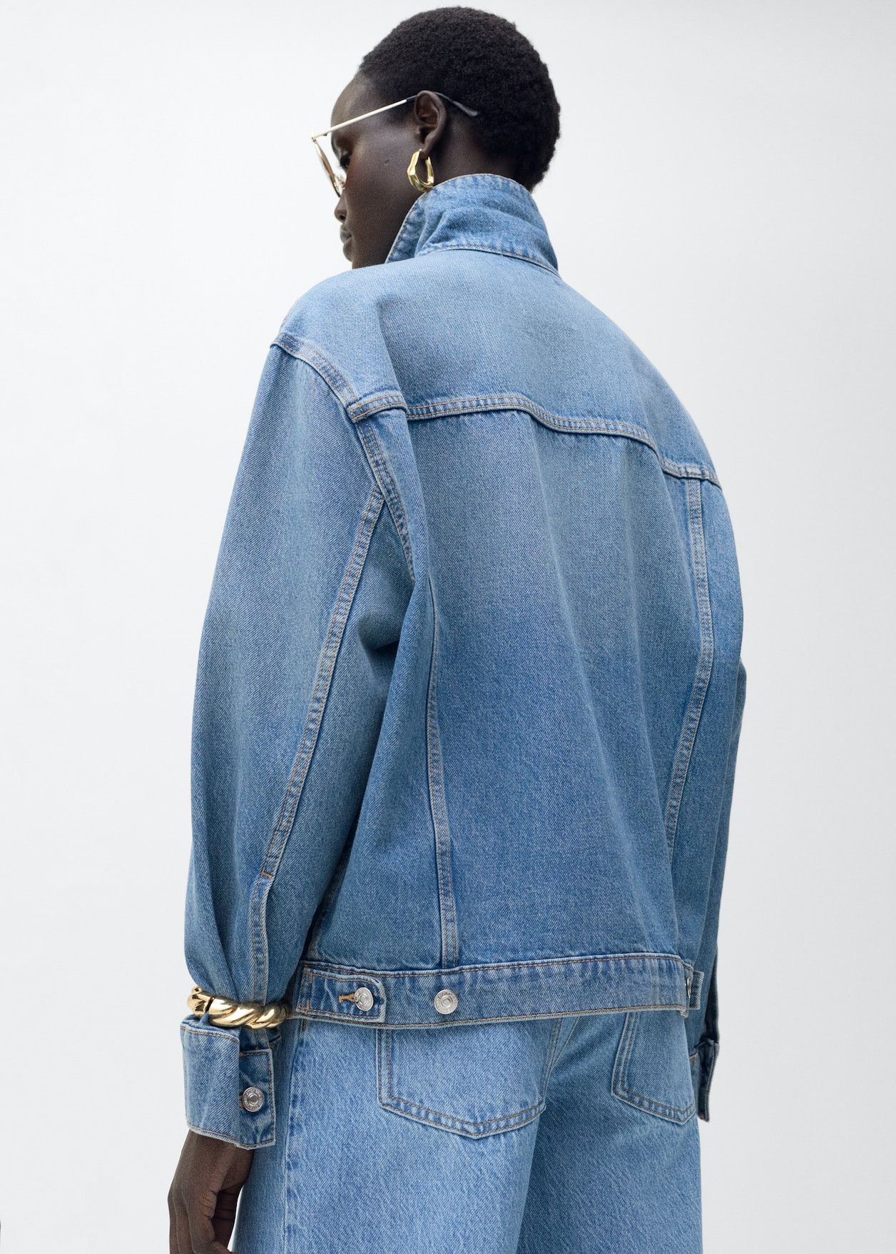 Mango MNG Oversized Denim Jacket With Collar & Pockets Size XS / US 0-2 / IT 36-38 - 2 Thumbnail