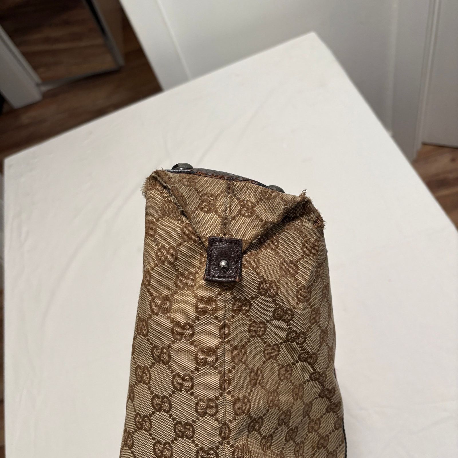 Gucci Gucci GG Web Canvas Brown Beige Sherry Line Tote Bag Size ONE SIZE - 7 Thumbnail