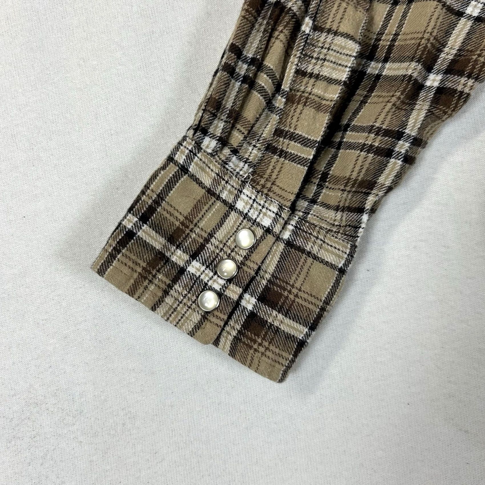 Wrangler VINTAGE Wrangler Wrancher Western Shirt Mens XL Long Sleeve Brown Plaid Pearl Snap Top Size US XL / EU 56 / 4 - 6 Thumbnail