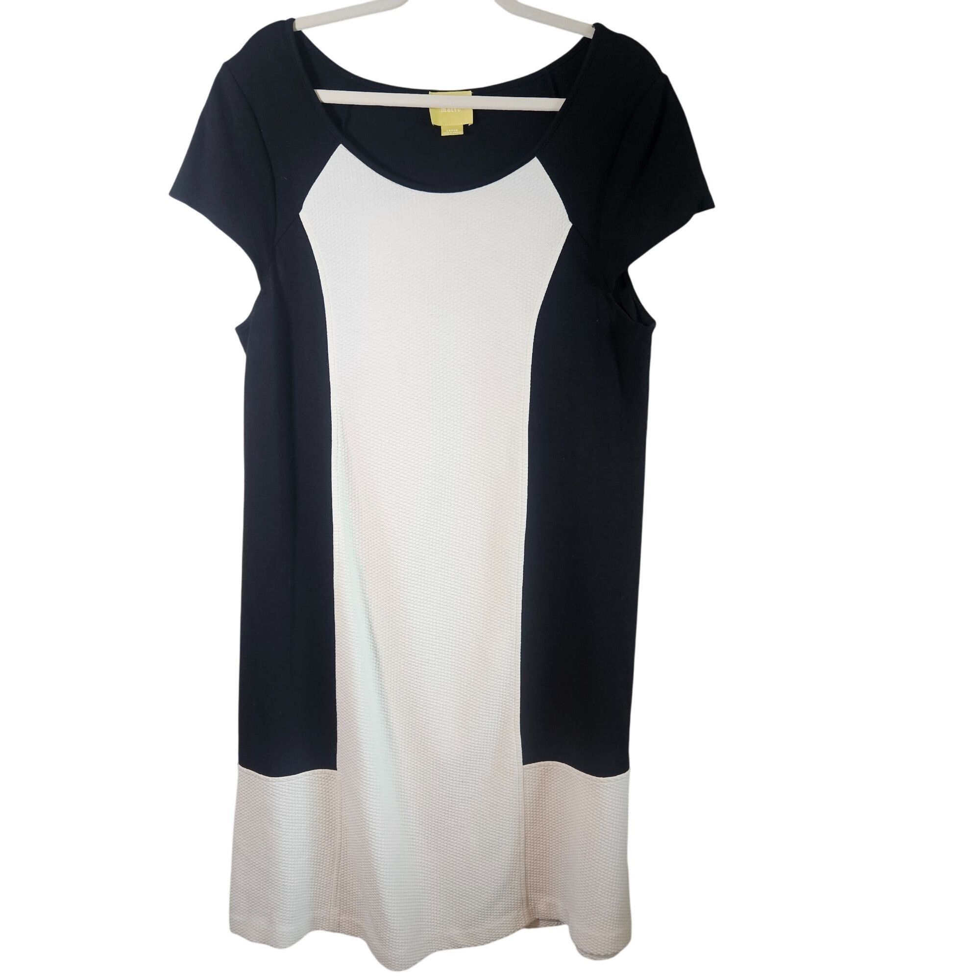 Anthropologie Maeve Colorblock Shift Dress Large Black White Mod Preppy Mi Size L / US 10 / IT 46 - 2 Thumbnail