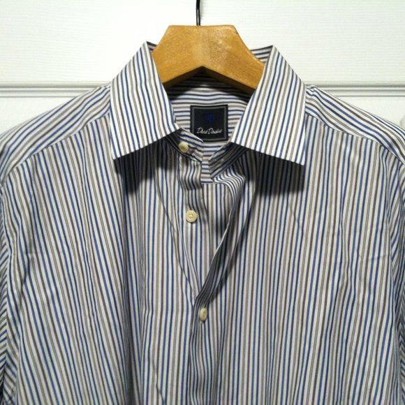 David Donahue DAVID DONAHUE MEN'S 100%COTTON DRESS SHIRT SIZE: 17.5/34-35 Size US XL / EU 56 / 4 - 1 Thumbnail