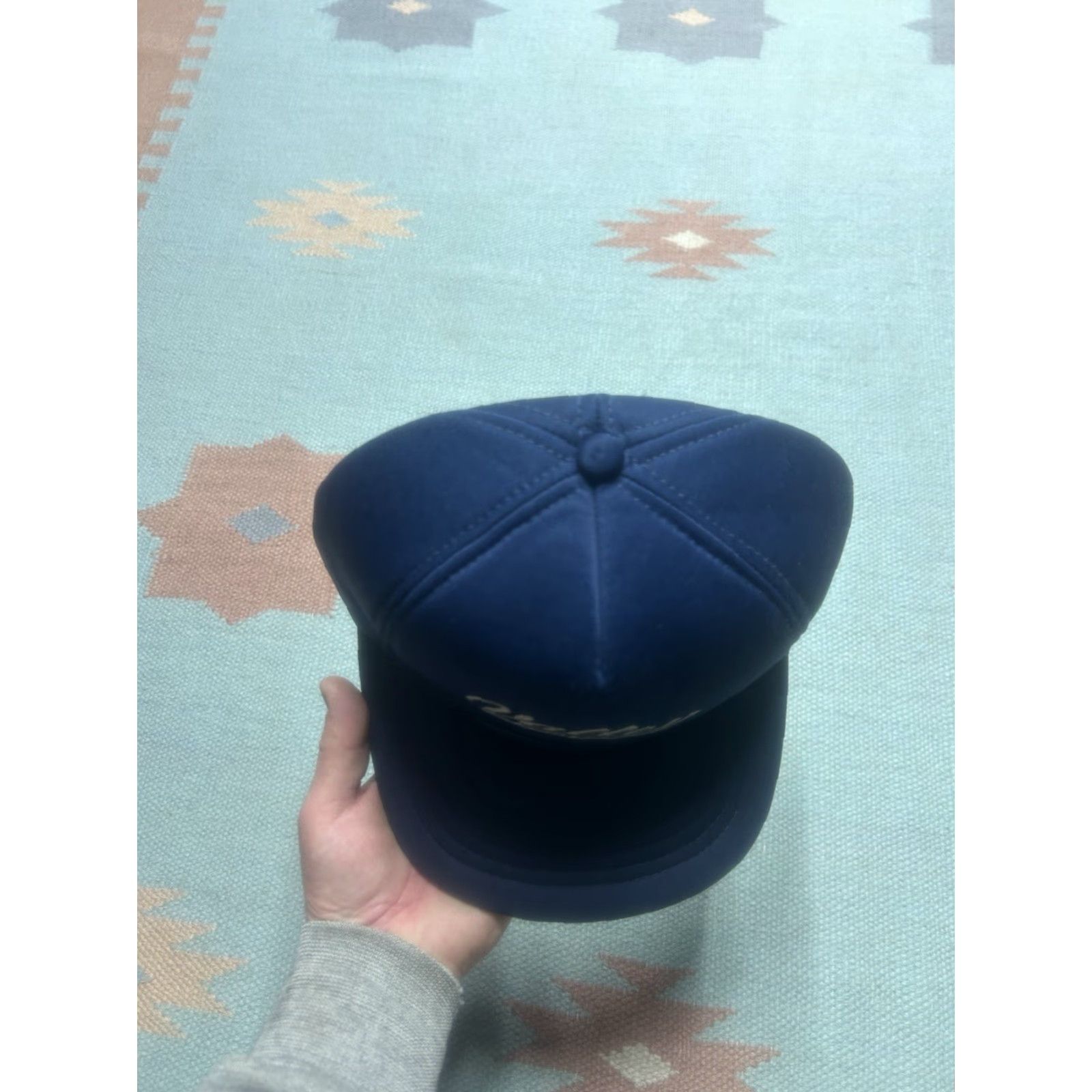 Spell VINTAGE Snap-Back Hat Cap valley petroleum Michigan blue spell out script logo Mens Adjustable Blue Hat Size ONE SIZE - 3 Thumbnail