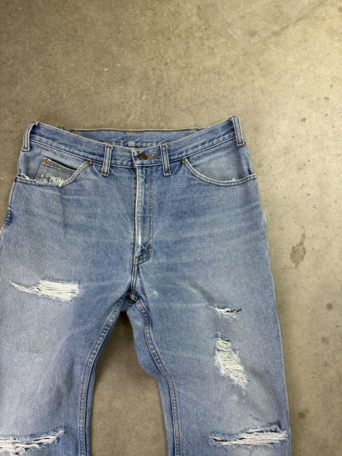 Lee × Vintage 80s Vintage Lee Distressed Light Wash Denim 34" Size US 34 / EU 50 - 2 Thumbnail