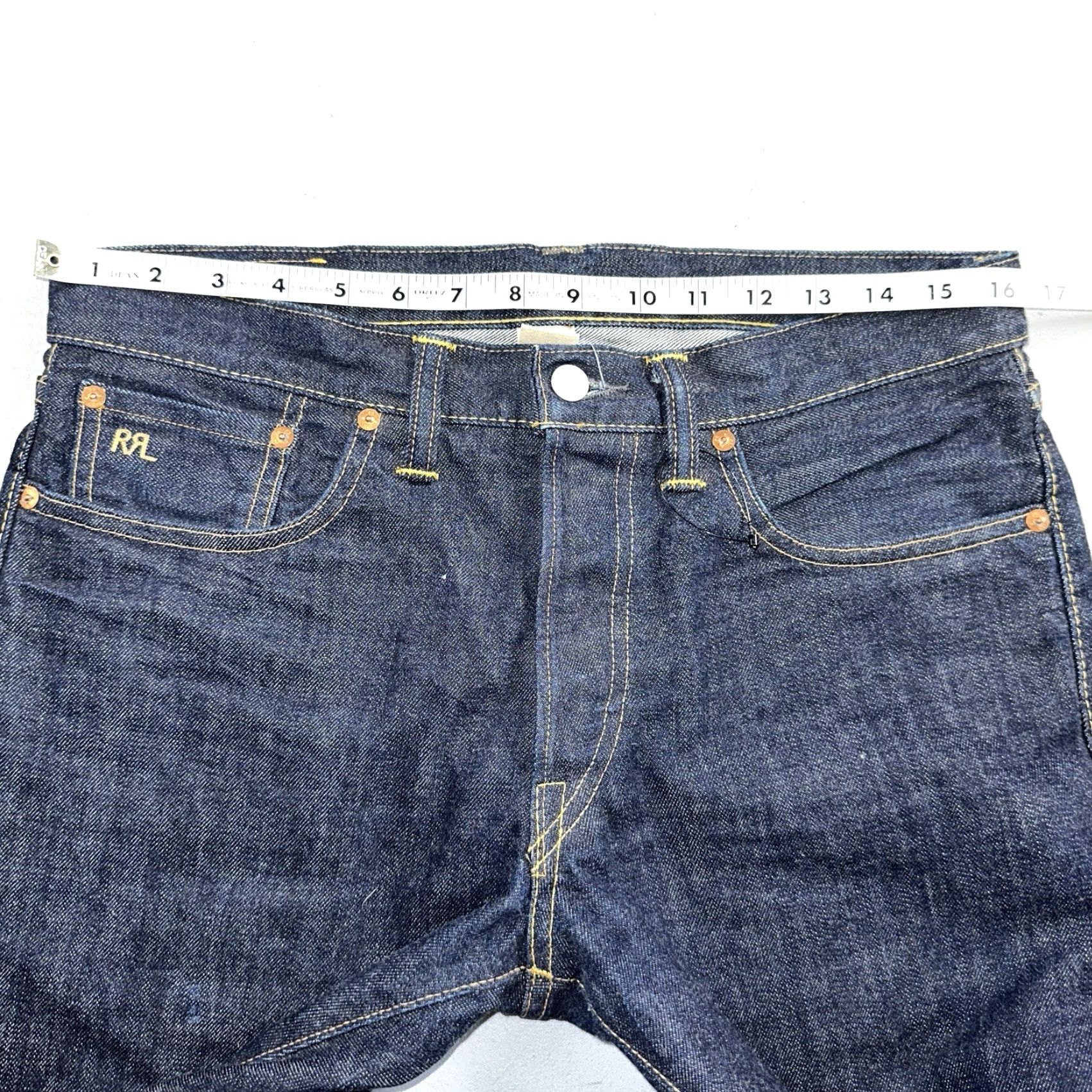 Vintage RRL Men's Slim Fit Blue Denim Jeans 31x32 Dark Selvedge Cowboy USA Size US 31 - 7 Thumbnail