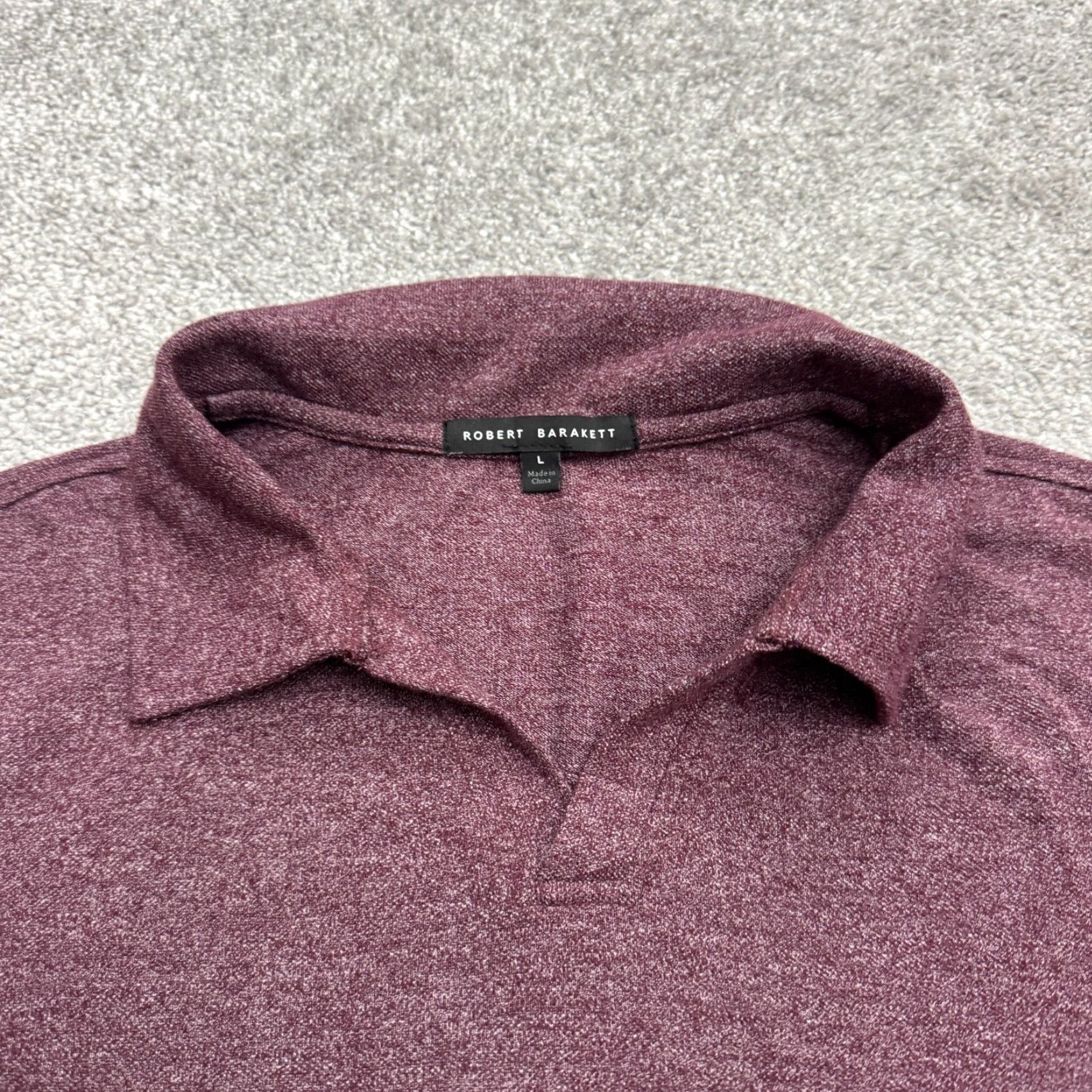 Vintage Robert Barakett Polo Shirt Mens Large Heathered Burgundy V-Neck Casual Shirt Short Sleeve Regular Fit Cotton Polyester Polo Size US L / EU 52-54 / 3 - 3 Thumbnail