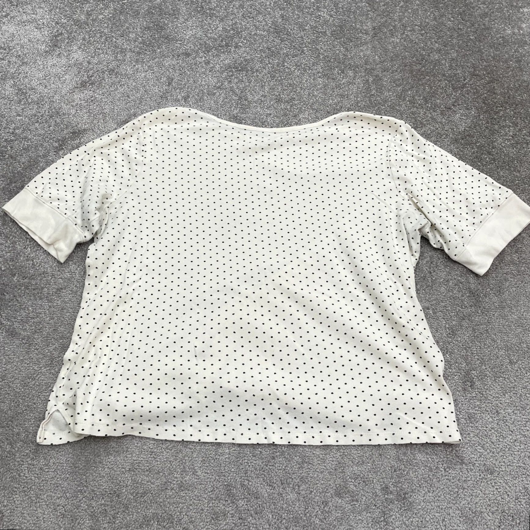 Vintage White Stag Plus Size Polka Dot Shirt Womens 3XL Short Sleeve Crew Neck Casual Top White Size XXL / US 16-18 / IT 52-54 - 2 Thumbnail