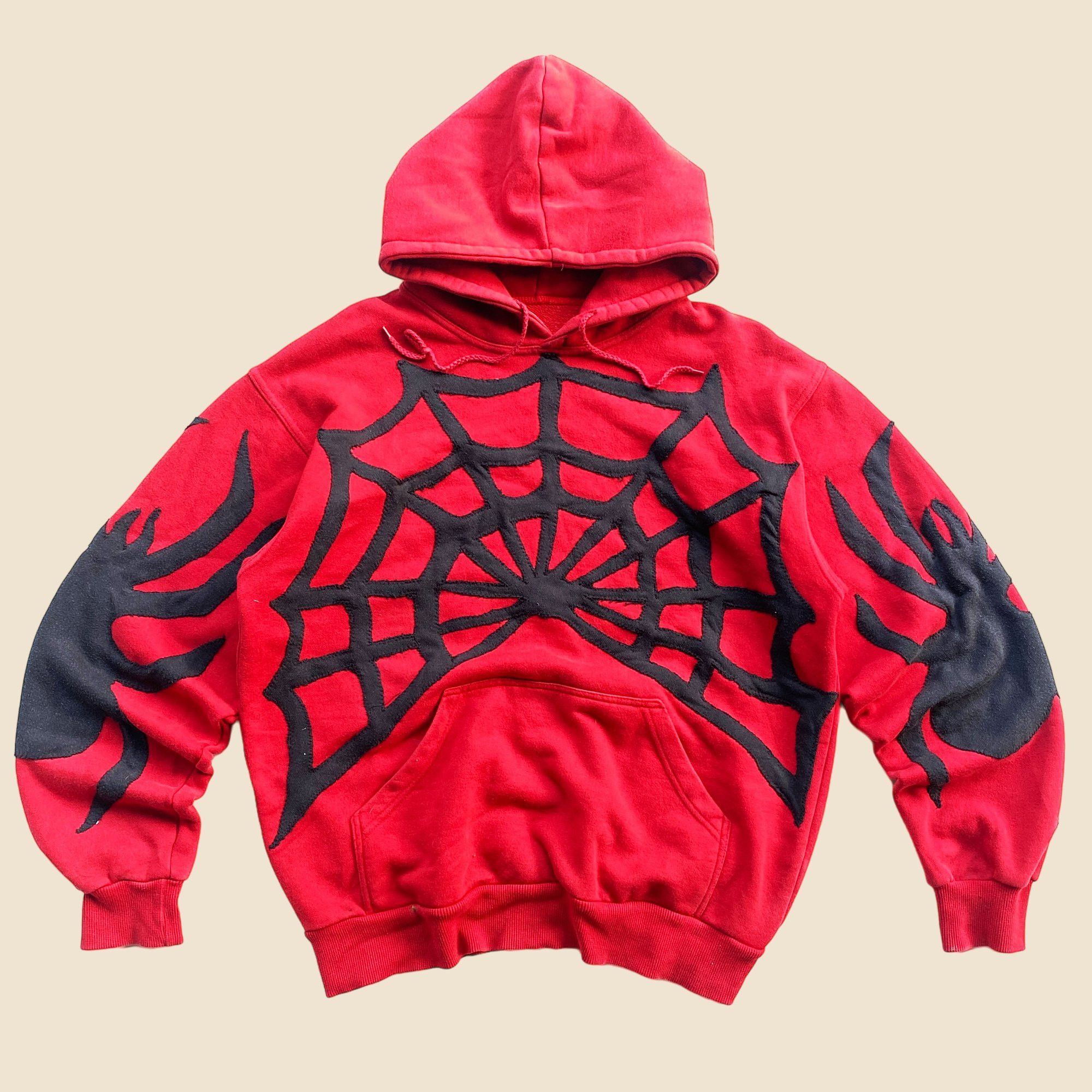 Handmade × Japanese Brand 1 OF 1 REWORKED SPIDERWEB CUT & SEWN RED HOODIE SIZE M Size US M / EU 48-50 / 2 - 1 Thumbnail