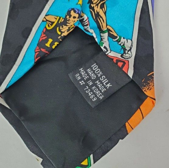 WWF Vintage Men's Silk Necktie Basketball Print Tie Addiction Size ONE SIZE - 4 Thumbnail