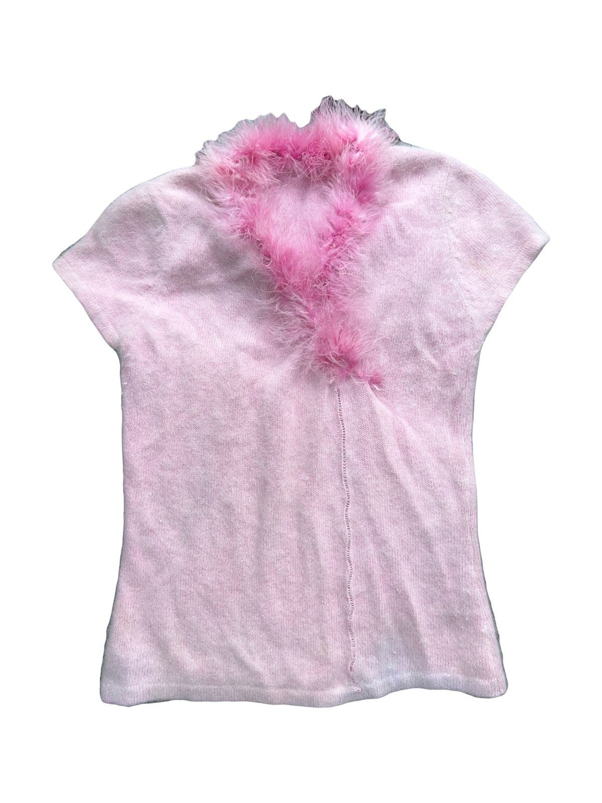Japanese Brand Y2k pastel pink mohair fur top 💗🎀 Size S / US 4 / IT 40 - 1 Thumbnail