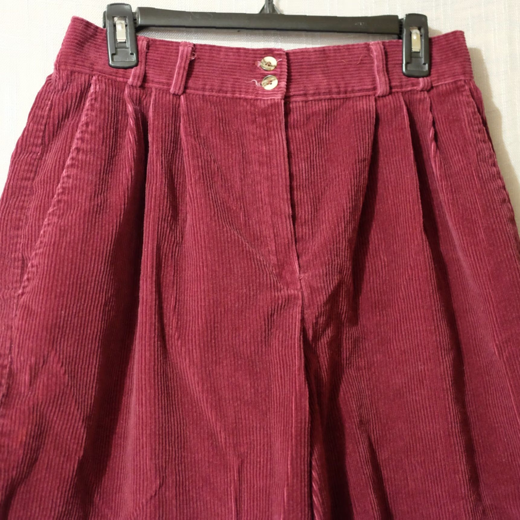 Vintage VINTAGE Counterparts Mom Shorts Corduroy Brugundy Pleated Front Women's 14 #H94-34 Size 36" / US 14 / IT 50 - 2 Thumbnail