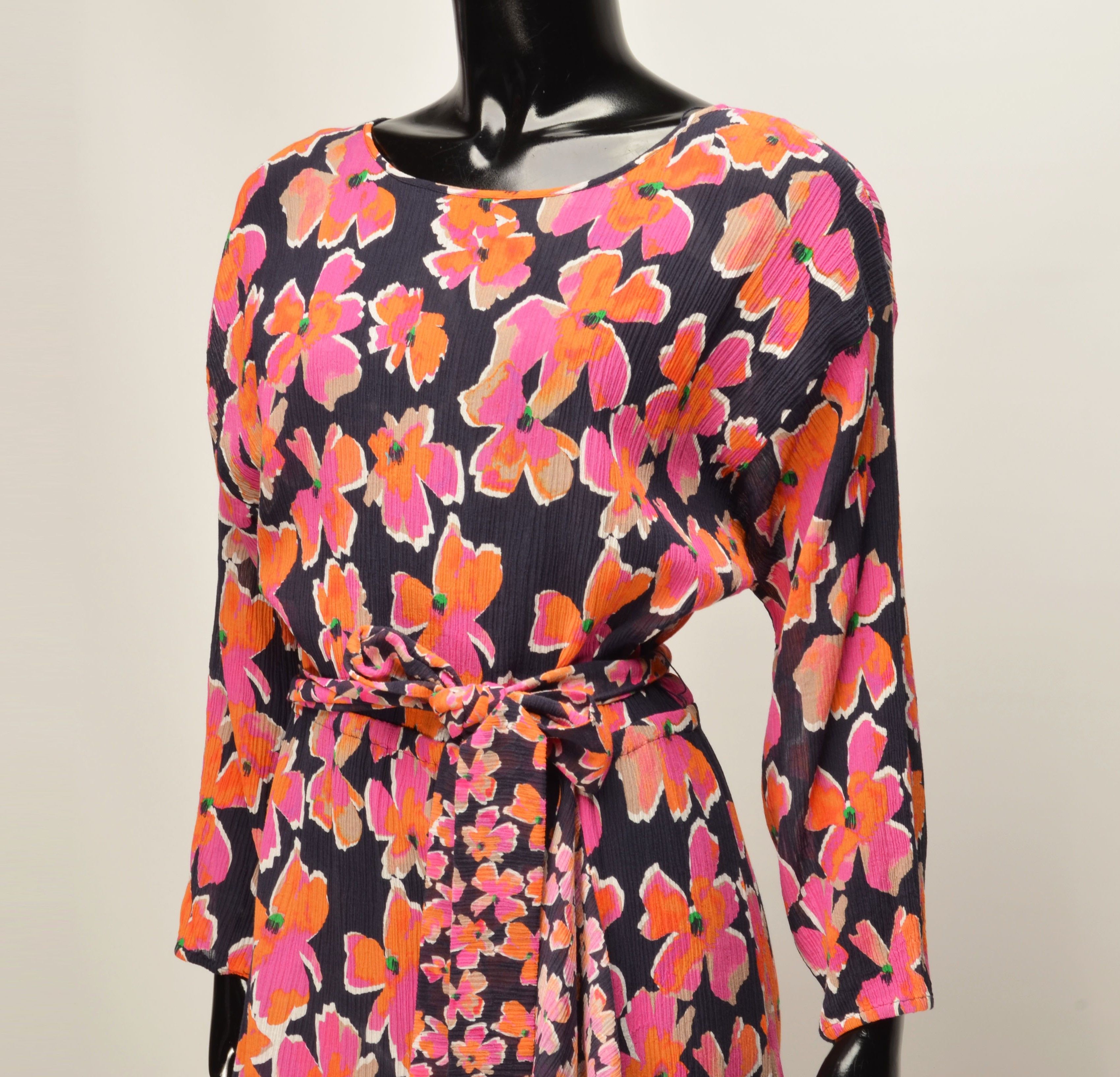 Hugo Boss Hugo Boss Floral Belted Long Sleeve Ruffle Feminine Dress Size M / US 6-8 / IT 42-44 - 2 Thumbnail