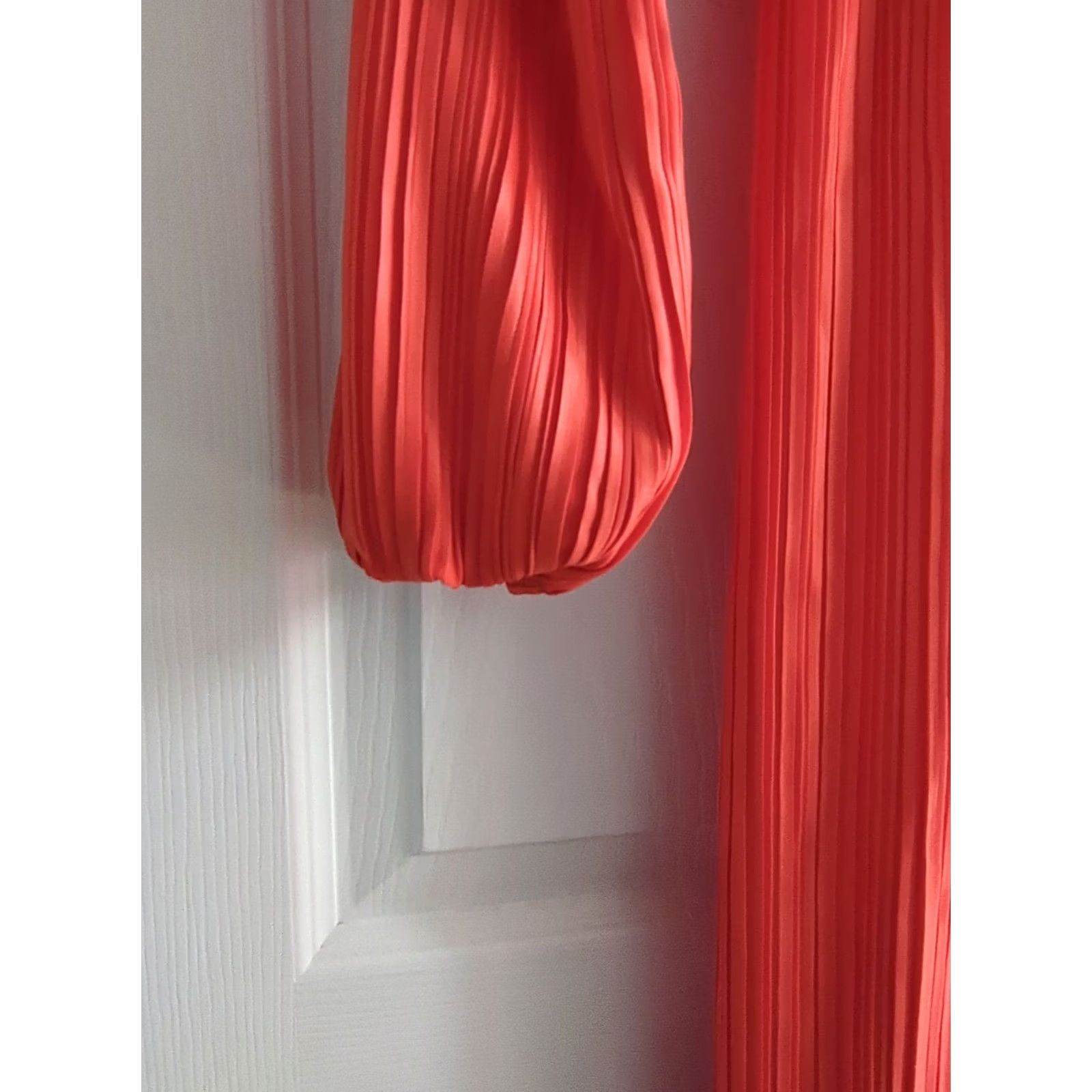 Boohoo Boohoo Maternity Womens Jumpsuit V-Neck Satin Balloon Sleeve Orange NWT Size 12 Size 34" / US 12 / IT 48 - 2 Thumbnail