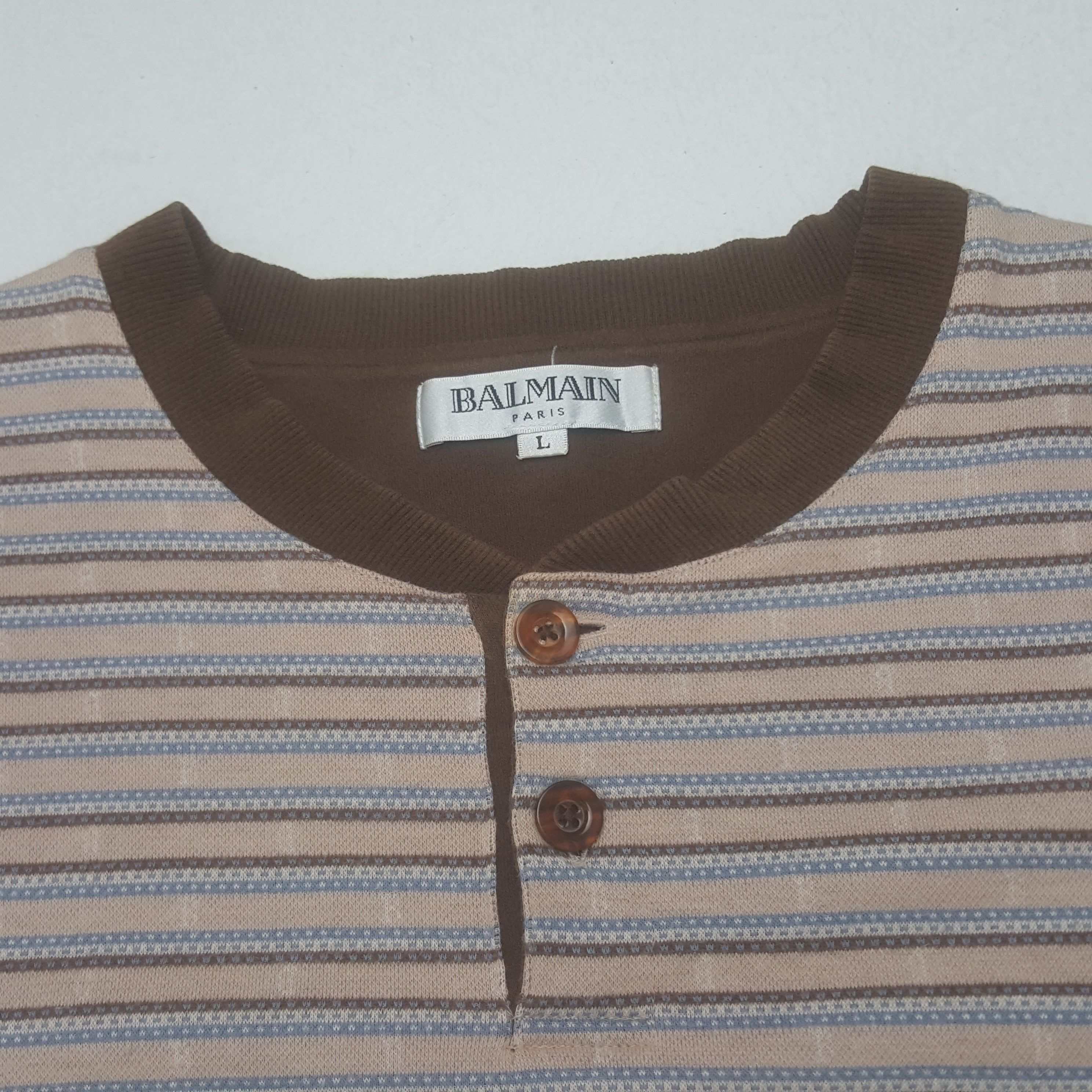 Balmain × Vintage Vintage Balmain Striped Sweatshirt Size US M / EU 48-50 / 2 - 3 Thumbnail