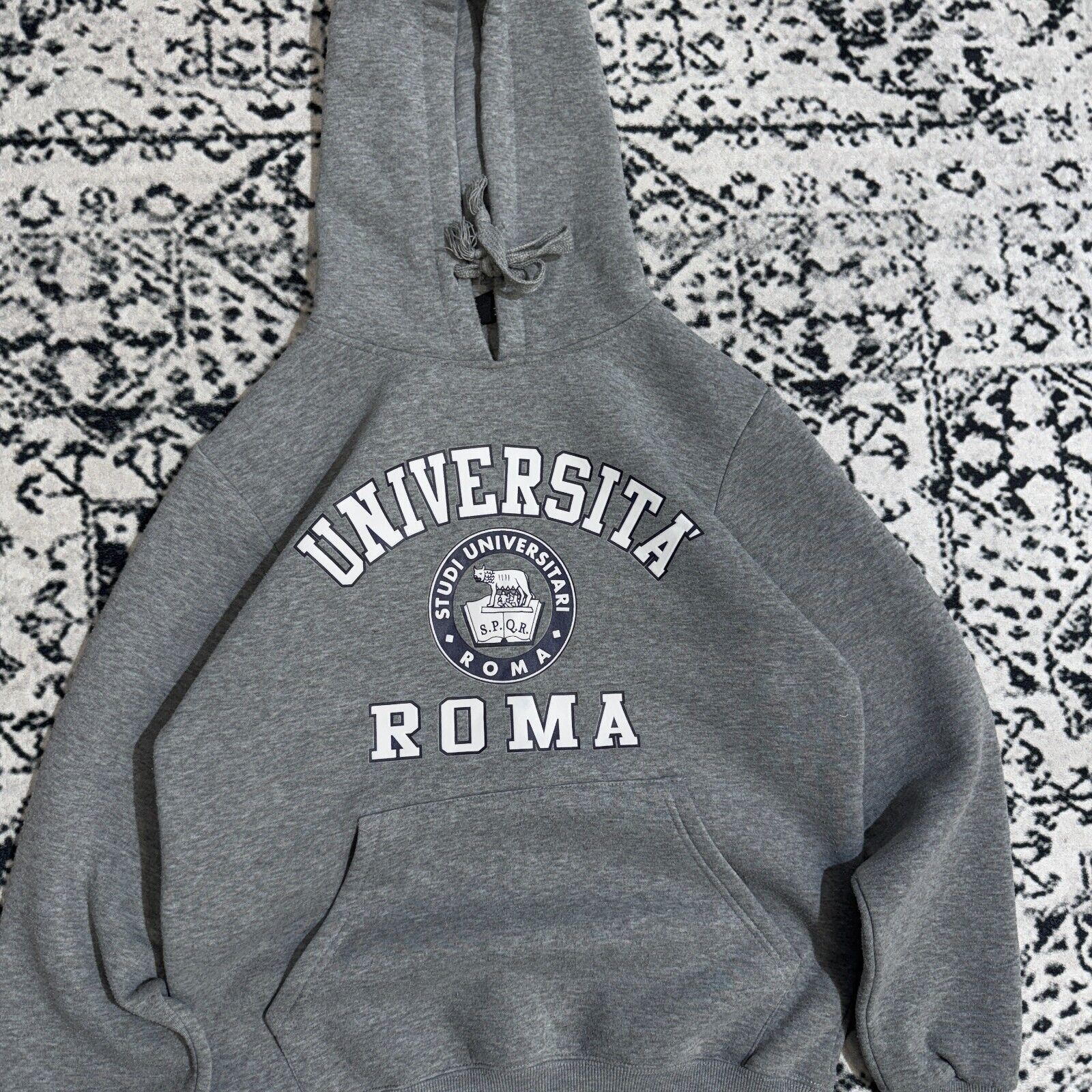Vintage Vintage Gray Cotton Hoodie Size S University Of Roma Y2K 90s Size US S / EU 44-46 / 1 - 5 Thumbnail