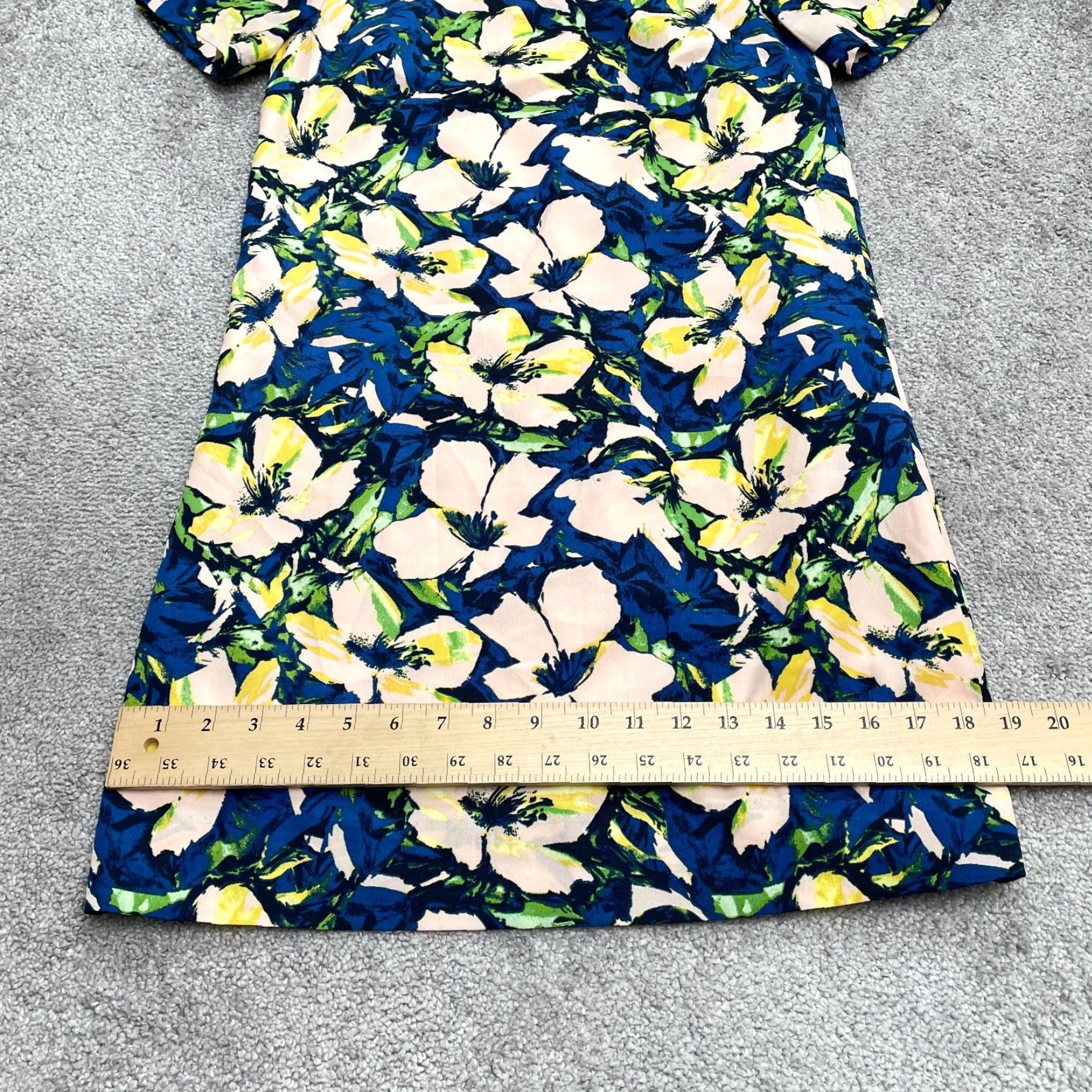 J. Crew Midi Shift Dress Womens 00 Blue Floral Short Sleeve Lined Work  Casual Dress
