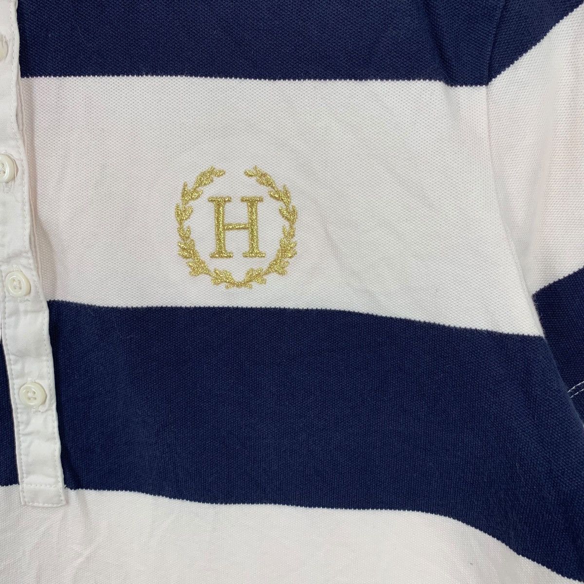 Tommy Hilfiger TOMMY HILFIGER USA Gold Crest Logo Striped Polo Tee Shirt Size L / US 10 / IT 46 - 5 Thumbnail