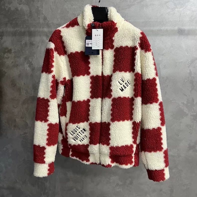 Louis Vuitton Louis Vuitton Red Checkerboard Fleece Jacket - dmc Size US L / EU 52-54 / 3 - 1 Thumbnail