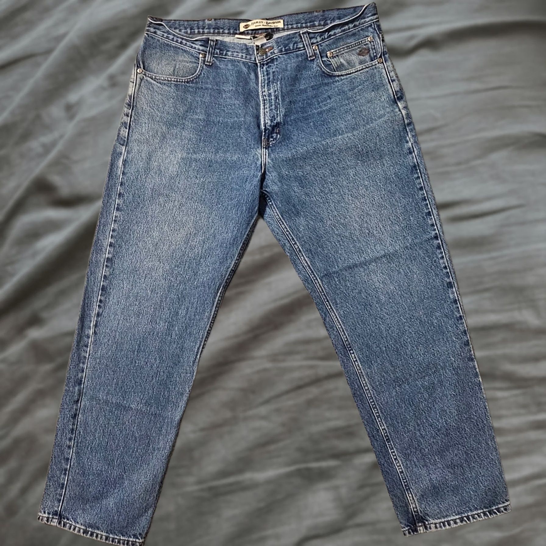 Harley Davidson Harley-Davidson Jeans Mens 40 x 32 Straight Blue Denim Cotton Motorcycle Biker Clothing Mens Jeans Blue Straight 40x32 Size US 40 / EU 56 - 1 Thumbnail