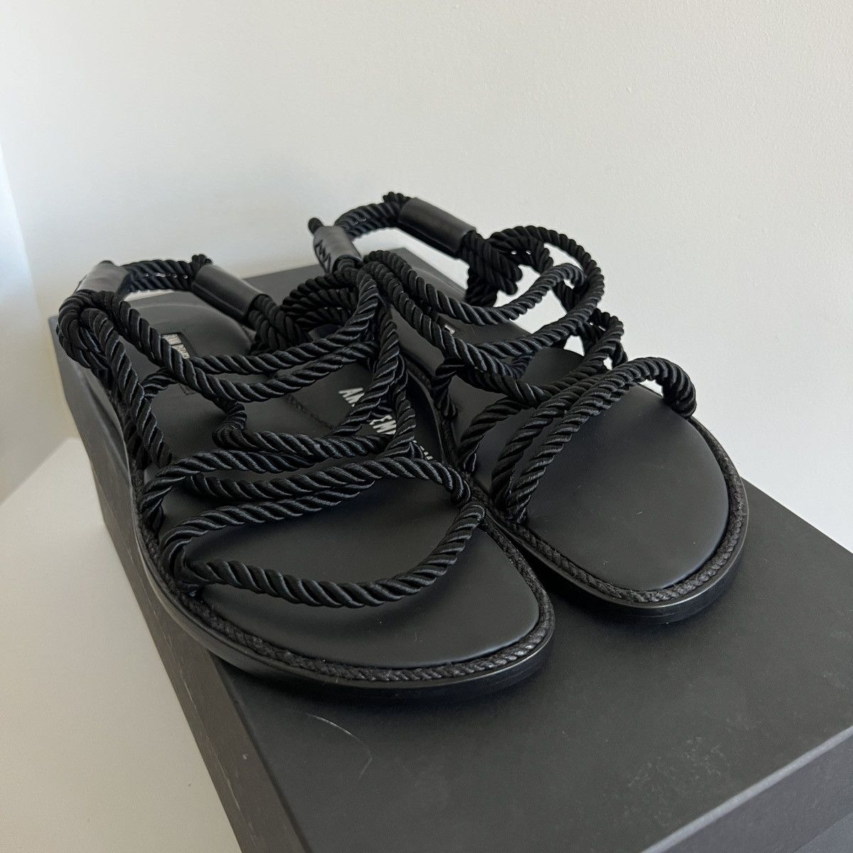 Ann Demeulemeester Ann Demeulemeester black nero leather cord strap sandals Size US 8 / IT 38 - 4 Thumbnail