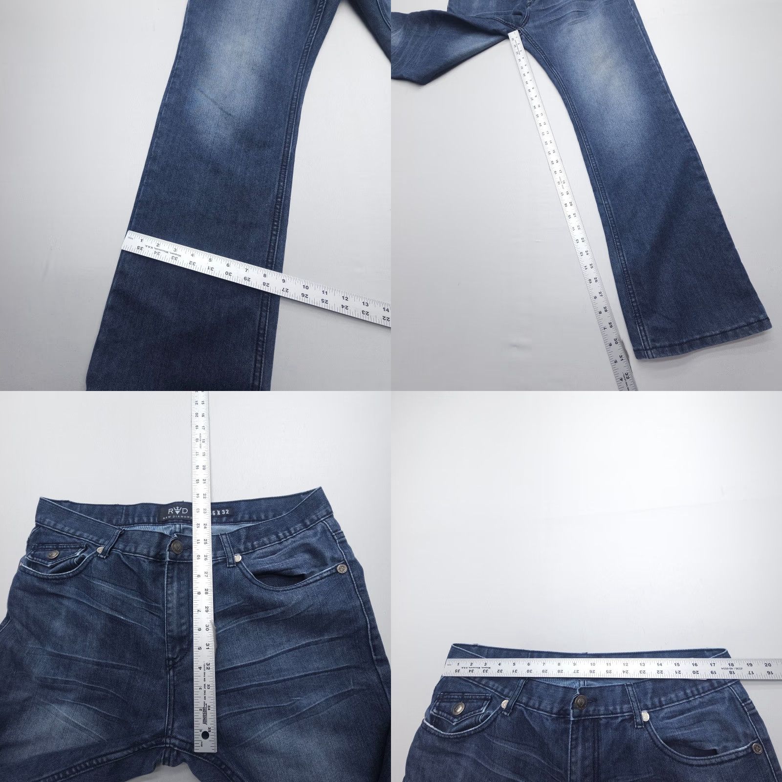 Vintage Raw Diamond Jeans Mens 36x32 Straight Dark Wash Embroidered 5-Pocket Denim Zip Blue Intl? Size US 36 / EU 52 - 8 Thumbnail