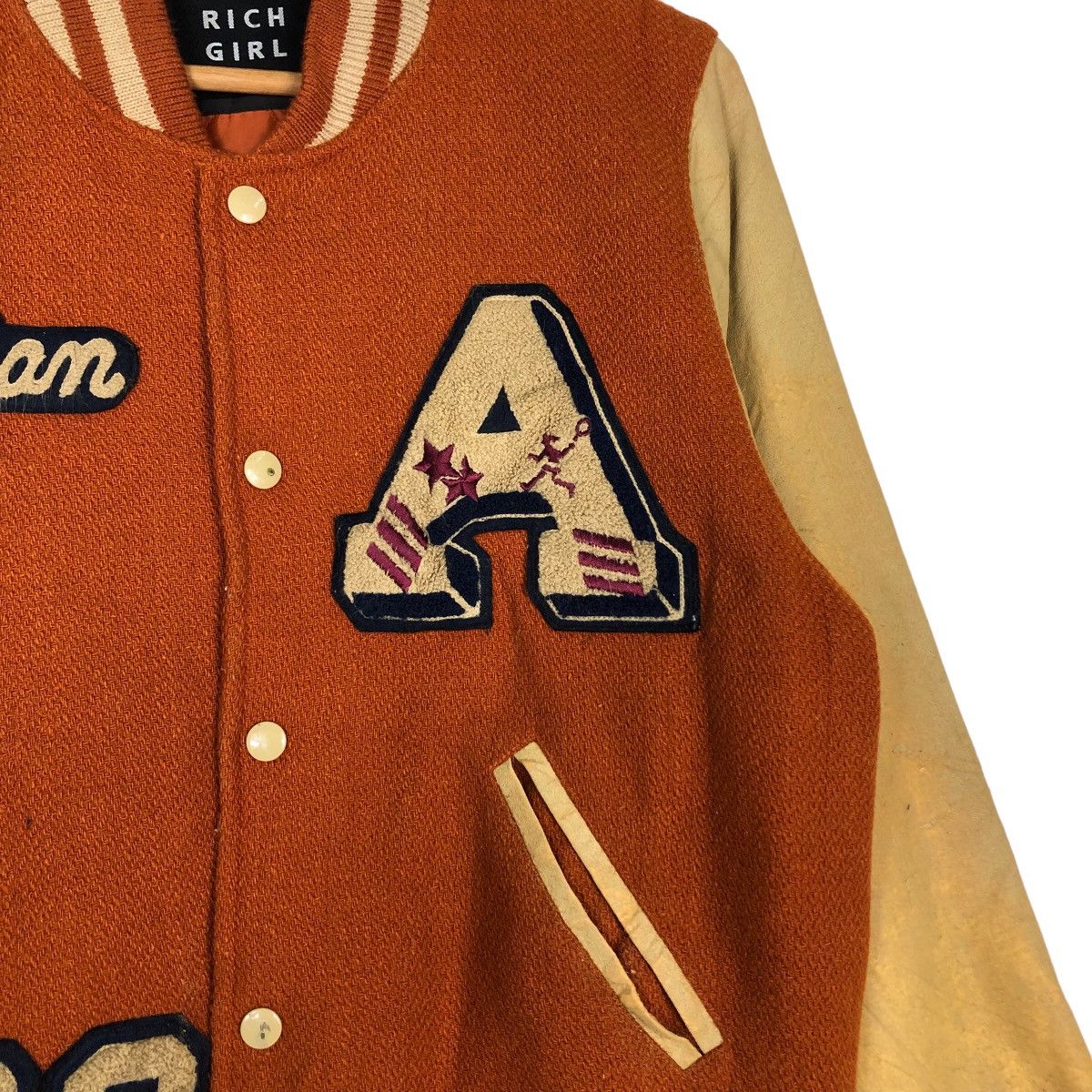 Japanese Brand Vtg Varsity Jacket Leather Rich Girl Japan Hysteric Glamour Size US M / EU 48-50 / 2 - 11 Thumbnail