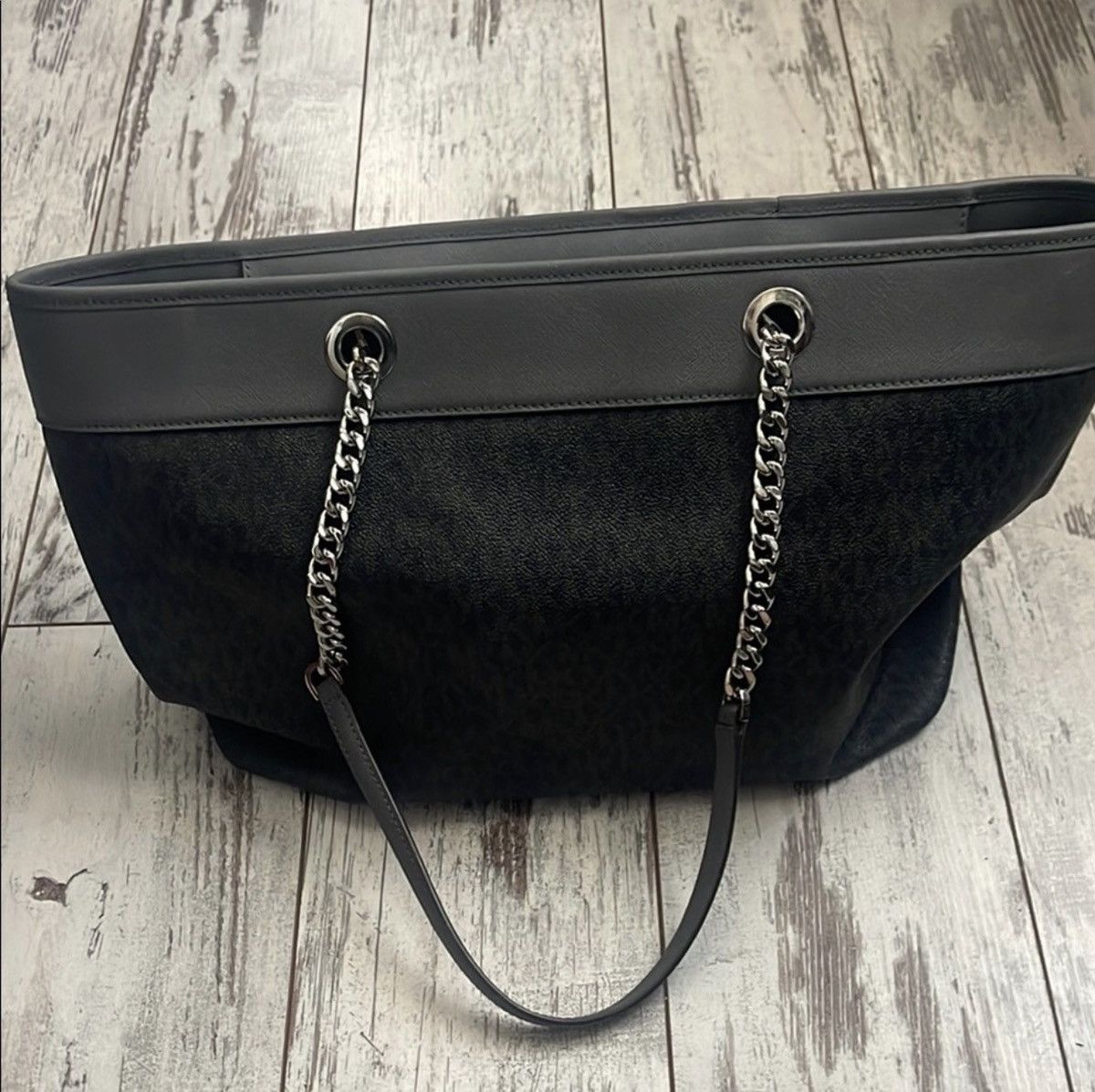 Michael Kors KORS Michael Kors Black Tote with Chain Straps Size ONE SIZE - 2 Thumbnail