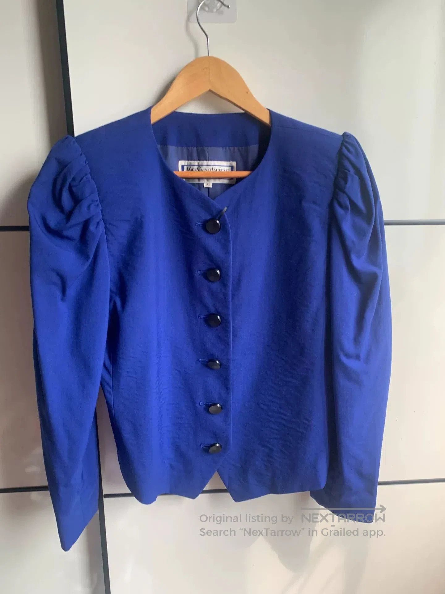 Saint Laurent Paris YSL Vintage Navy Horn. Size M / US 6-8 / IT 42-44 - 1 Thumbnail