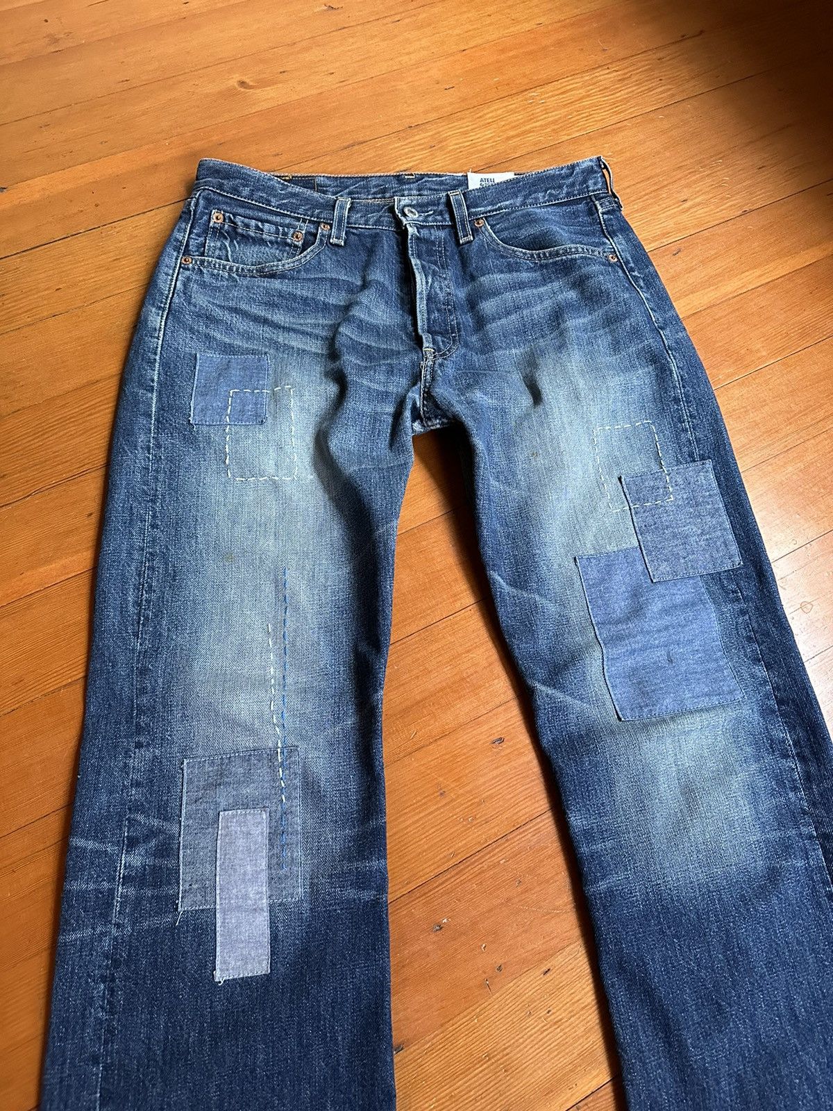 image of Atelier Repairs x Levis Atelier & Repairs X Levi’S 501 Patchwork Jeans in Navy, Men's (Size 32)