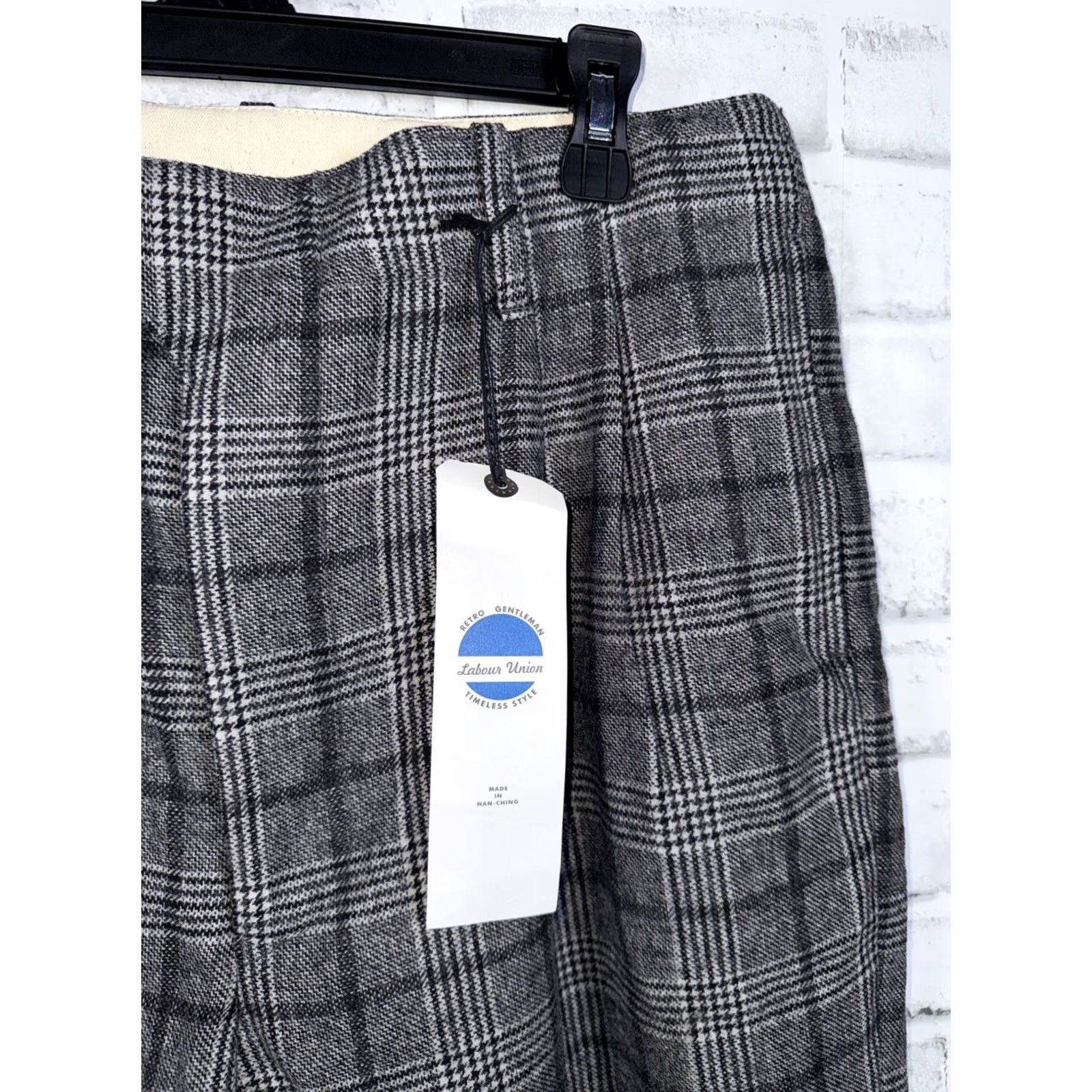 Vintage Labour Union Pants Men 34 Gray Wool Trousers Plaid Pleated Button Fly 34X29 NEW Size US 34 / EU 50 - 2 Thumbnail