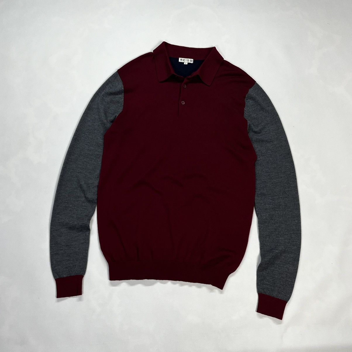 Designer Reiss Wool Polo Long Sleeve Size US M / EU 48-50 / 2 - 1 Thumbnail
