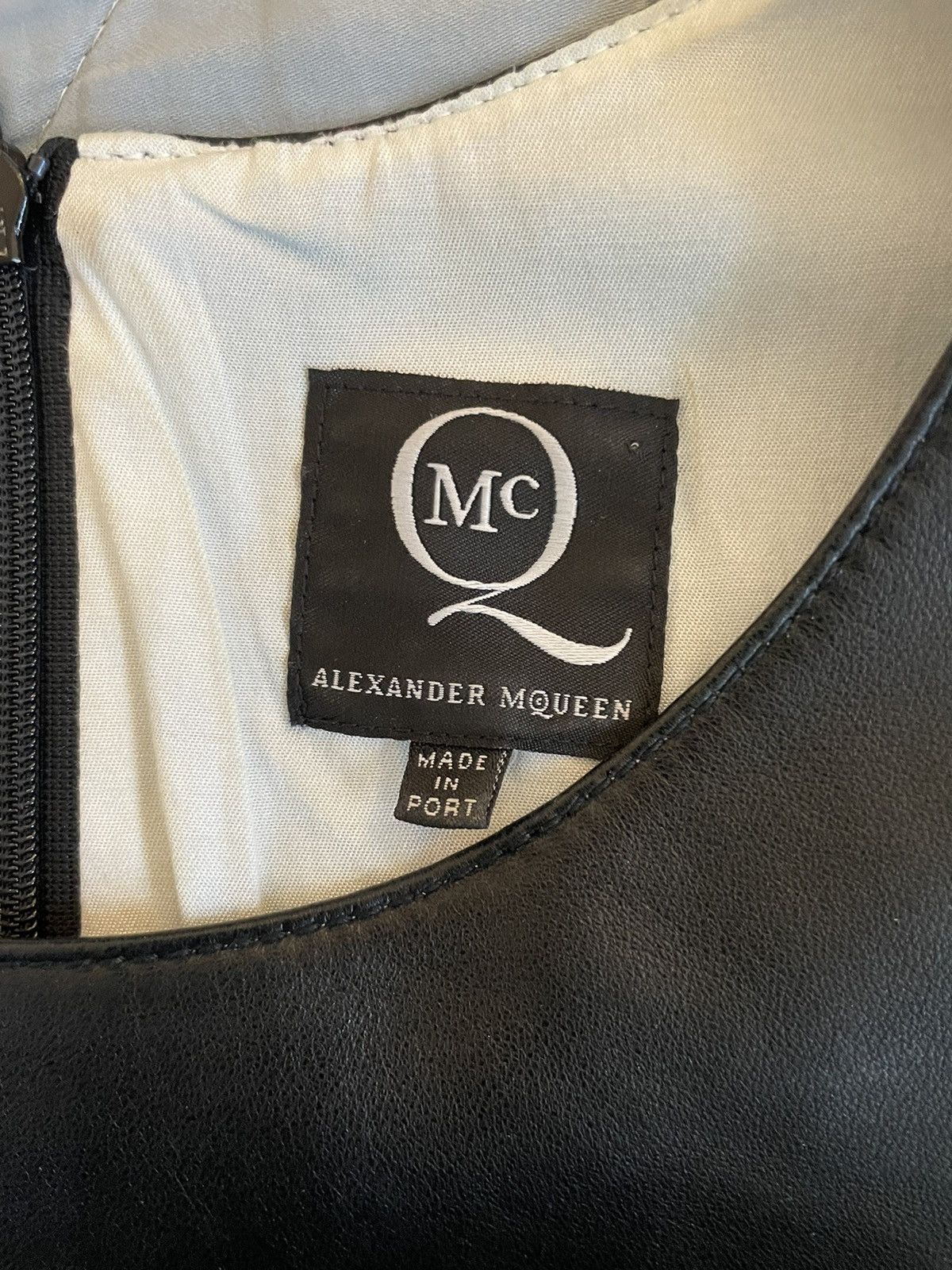 Alexander McQueen Sleeveless Lamb Leather & Houndstooth Check Combo Dress Size XL / US 12-14 / IT 48-50 - 3 Thumbnail