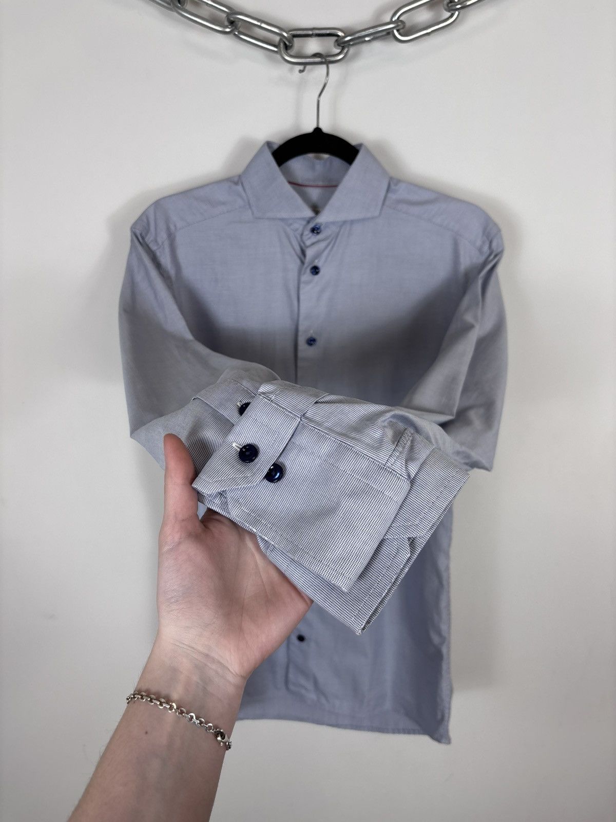 Eton Eton Men’s Slim Fit Light Blue Button Up Dress Shirt Size US M / EU 48-50 / 2 - 7 Thumbnail