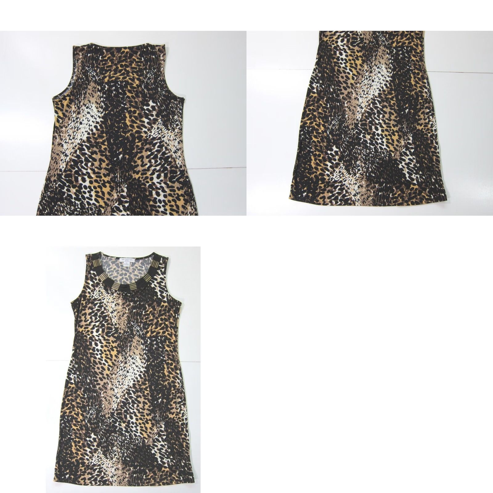 Liz Claiborne Liz Claiborne Leopard Stretch Sleeveless Tunic Sheath Dress Women PS Black Brown Leopard Pattern Animal Print Round Neck Sleeveless Pullover KS Size S / US 4 / IT 40 - 8 Thumbnail