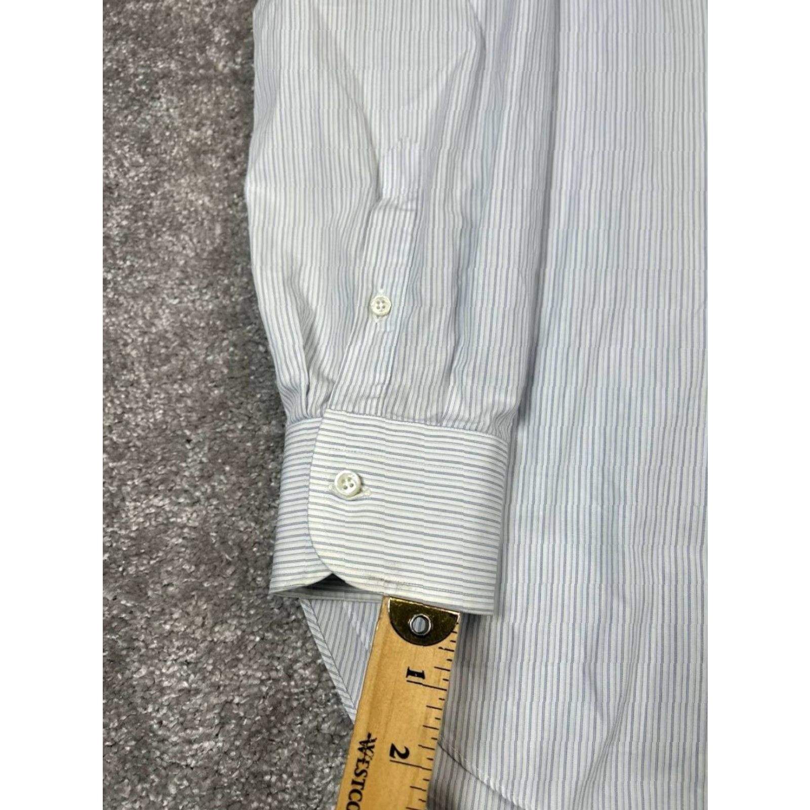 Brioni Brioni Dress Shirt Mens 16 White Blue Cotton Button Up Size 42R - 7 Thumbnail