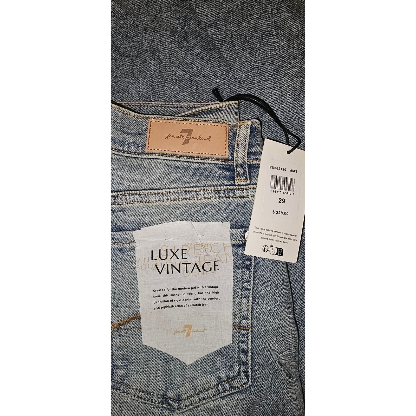 7 For All Mankind × Anthropologie New Lotta Mid-Rise Wide-Leg Denim Jeans Sz 29 Size 29" - 7 Thumbnail