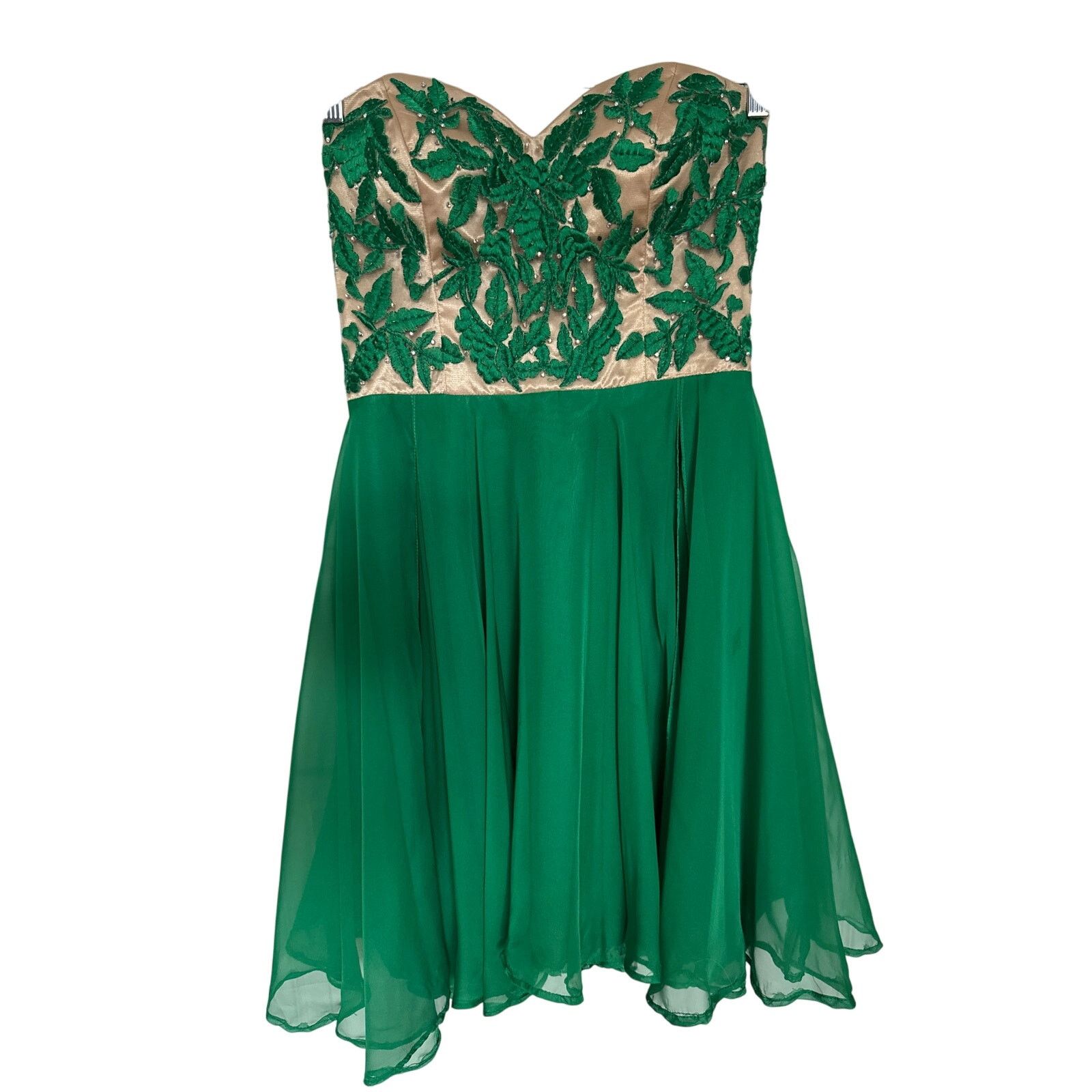Sherri Hill Emerald green beaded flower sweetheart mini -  www.hospizverein-ansbach.de